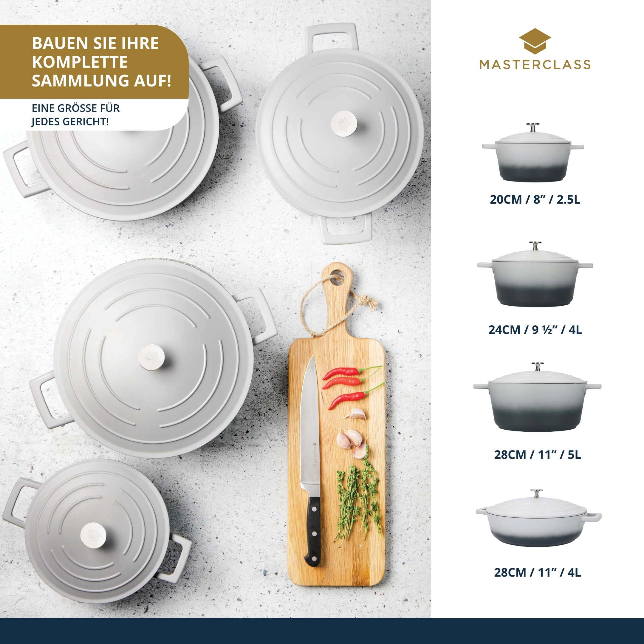 Master Class Kasserolle »MasterClass«, Aluminiumguss, flach, 2,5 L, ultraleicht, kratzfeste Antihaftbeschichtung, Induktion