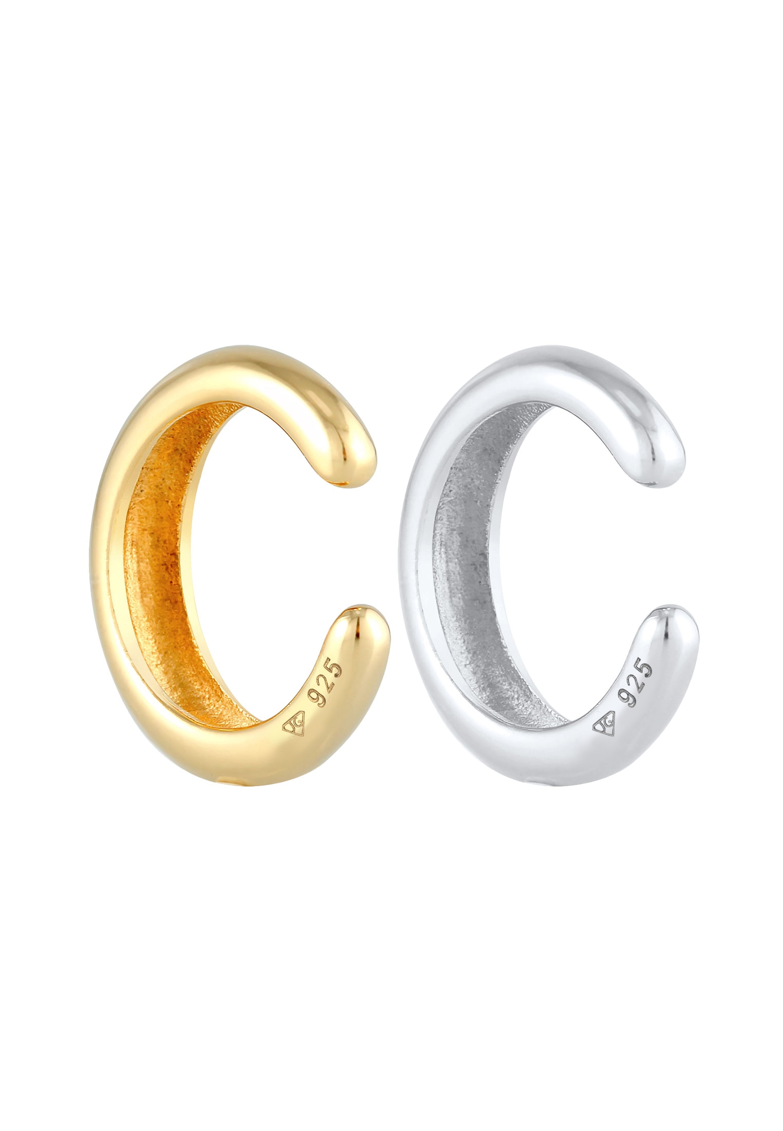Elli Schmuckset »Ohrringe Earcuff Set Bi-Color Rund Gewölbt 925 Silber« ()