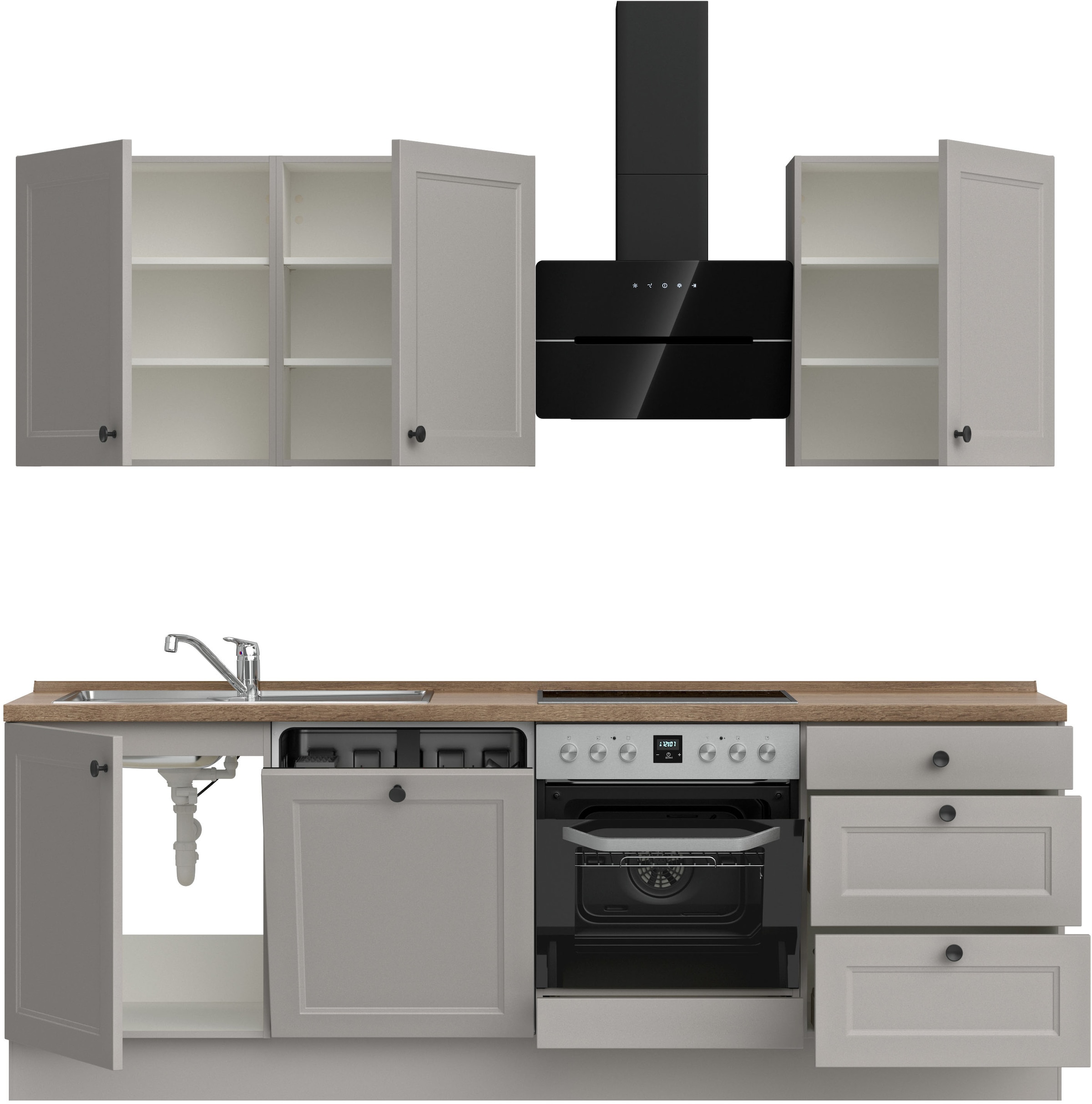nobilia® Küchenzeile »"Cascada II"«, vormontiert, Breite 240 cm, Ausrichtung wählbar, wahlw. mit E-Geräten
