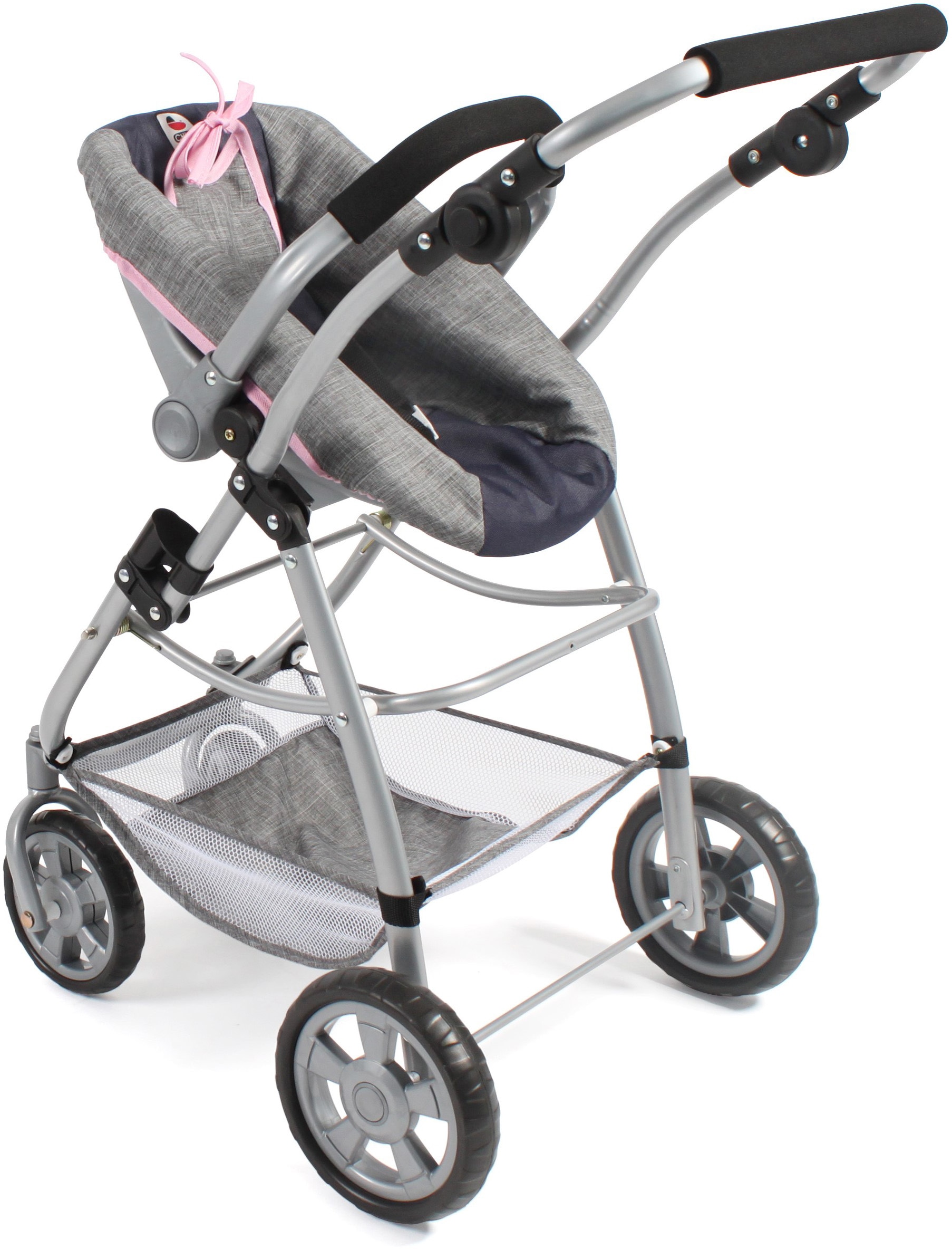 CHIC2000 Kombi-Puppenwagen »Emotion All In 3in1, Grau-Navy«, inkl. Babywanne, Babyschale und Sportwagenaufsatz