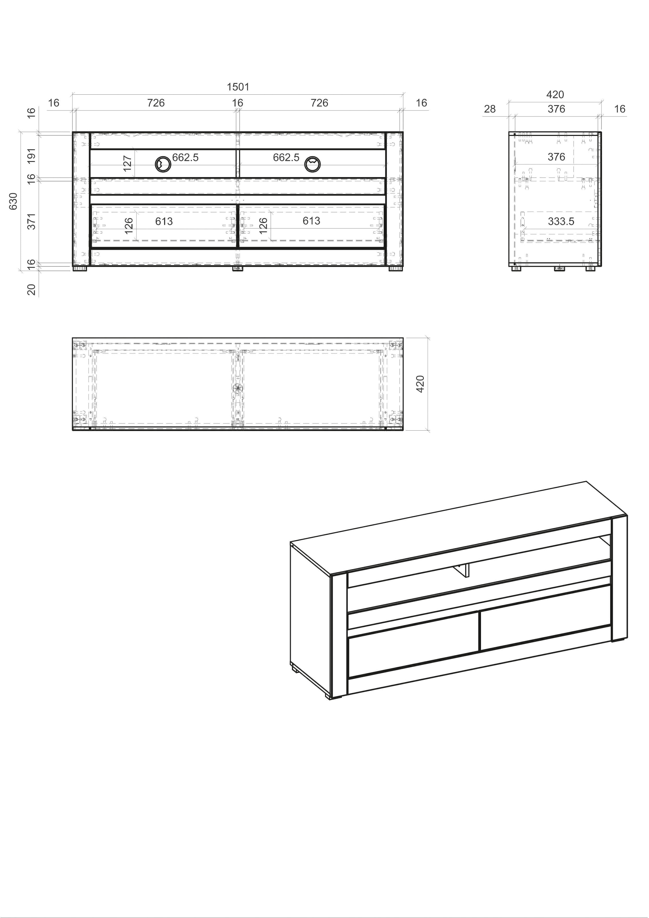 INOSIGN Lowboard »CASABLANCA«, Soft-Close, Breite 150 cm