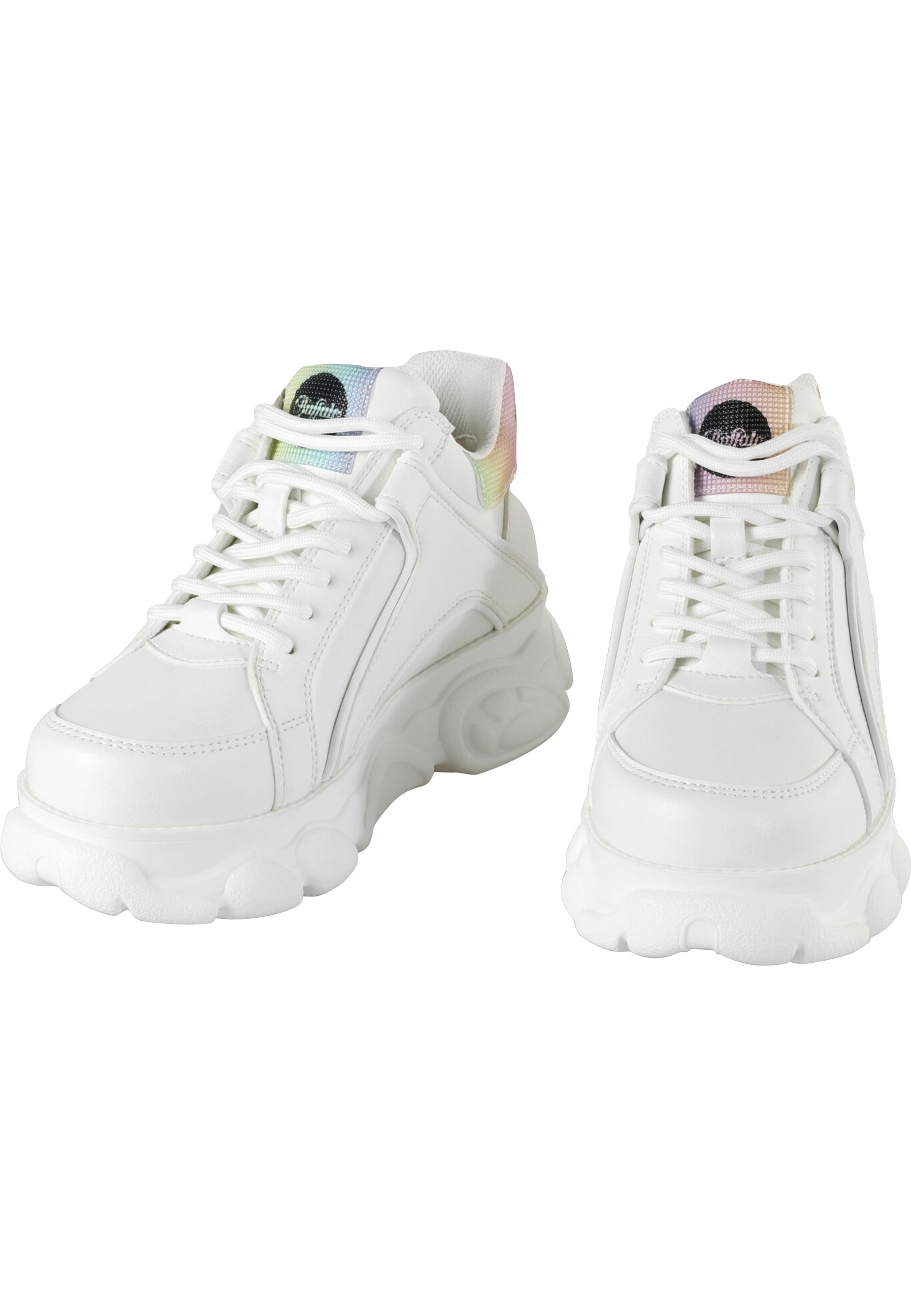 Trainingsschuh BUFFALO "Buffalo Damen Buffalo Cld Corin Vegan Nappa", Damen, Gr. 41, sanftes weiß, rainbow, Kunstfaser, unifarben, Schuhe 4