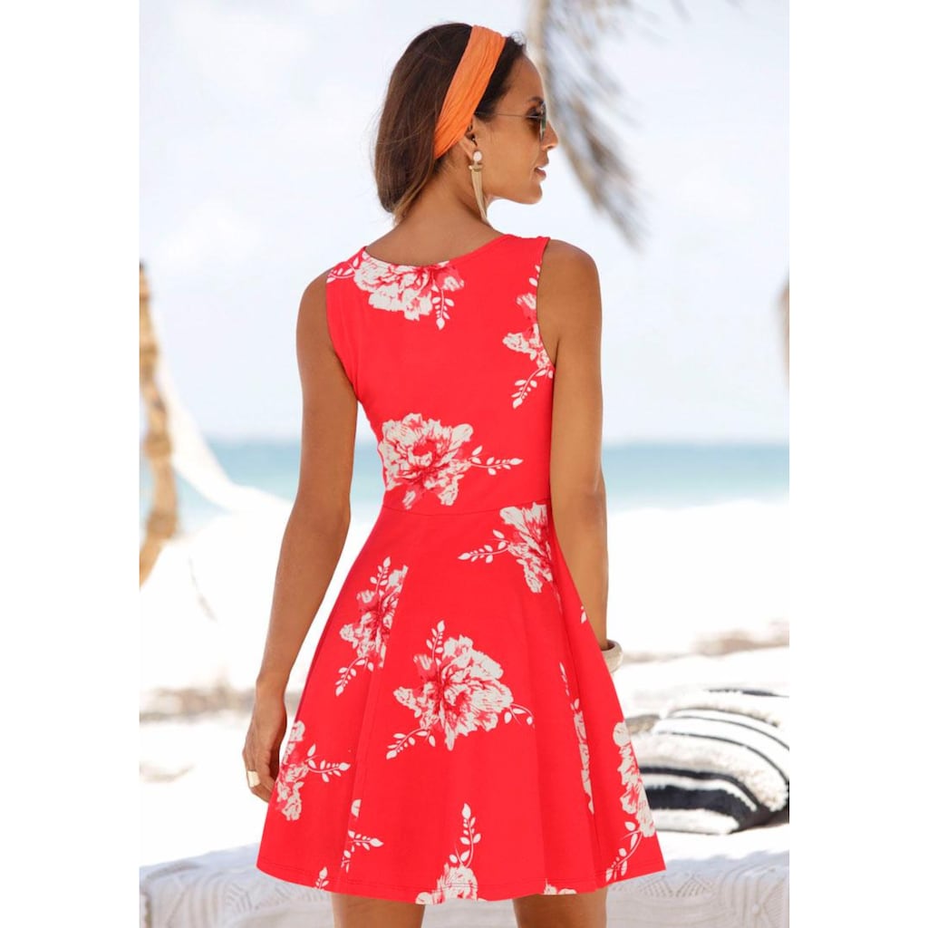 Beachtime Strandkleid, mit Blumenprint, Minikleid, Sommerkleid aus Baumwolle