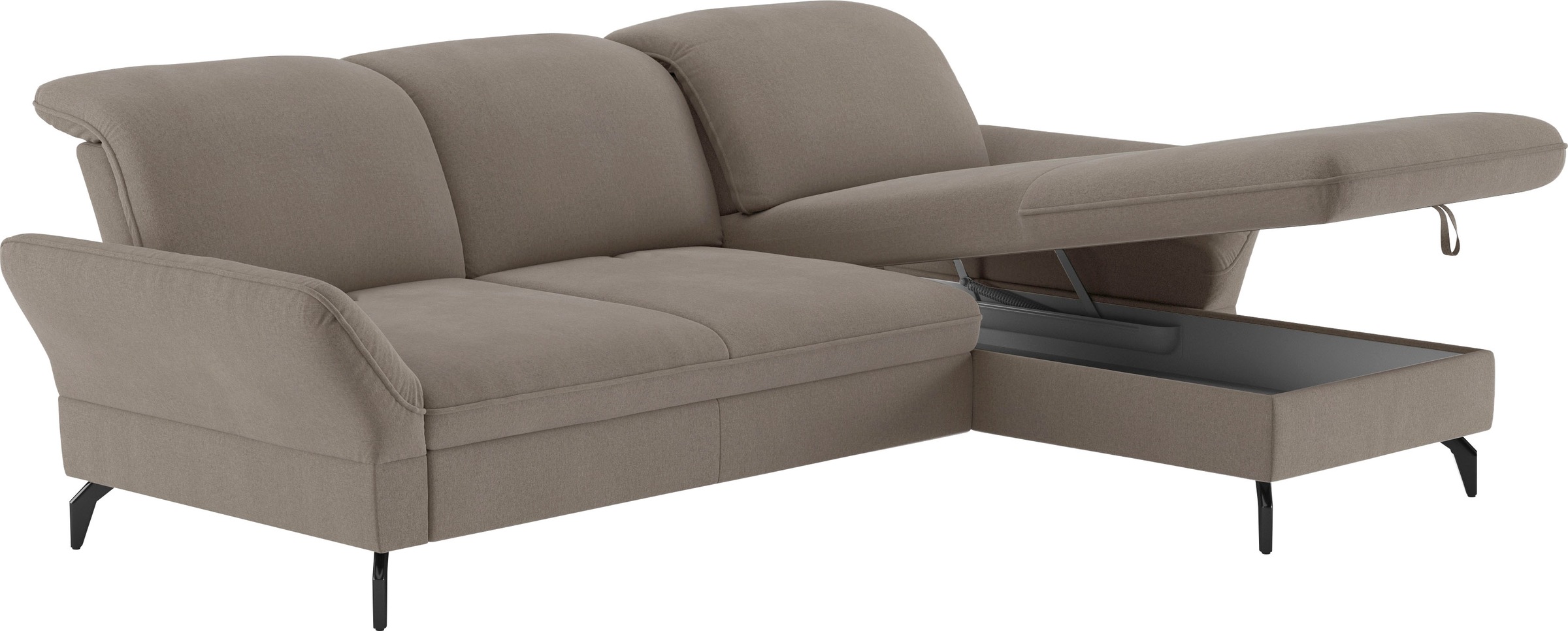 sit&more Ecksofa »Leandro L-Form«, Wahlweise mit Bett-, Kopfteil - und Armlehnfunktion, sowie Bettkasten