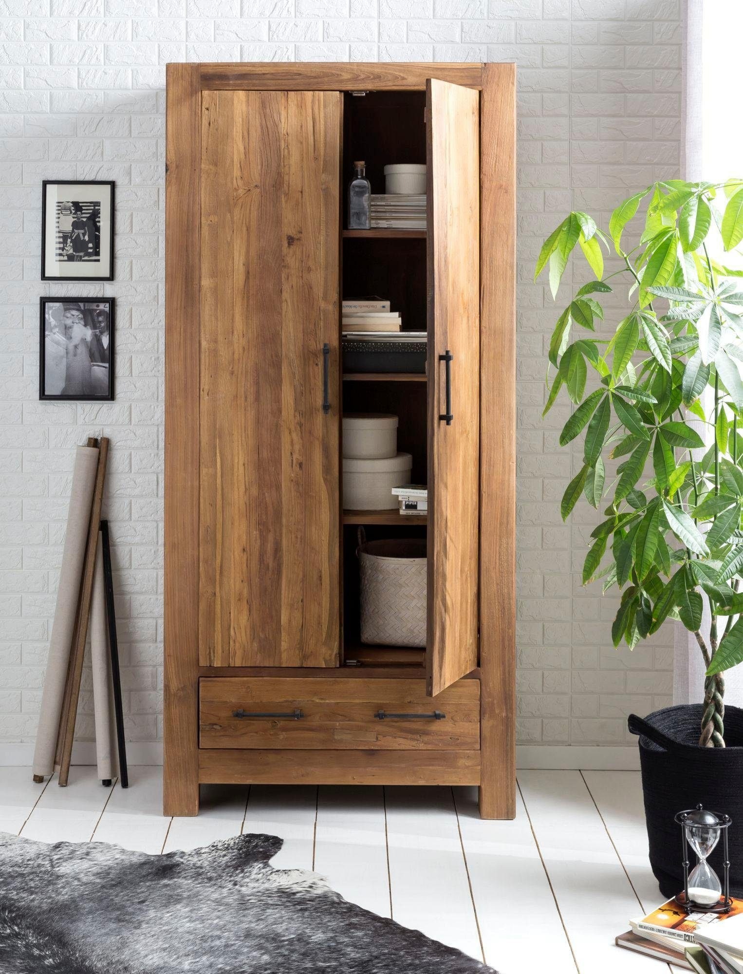 SIT Stauraumschrank "Banda", aus recyceltem Teakholz, Höhe 210 cm, Shabby C günstig online kaufen