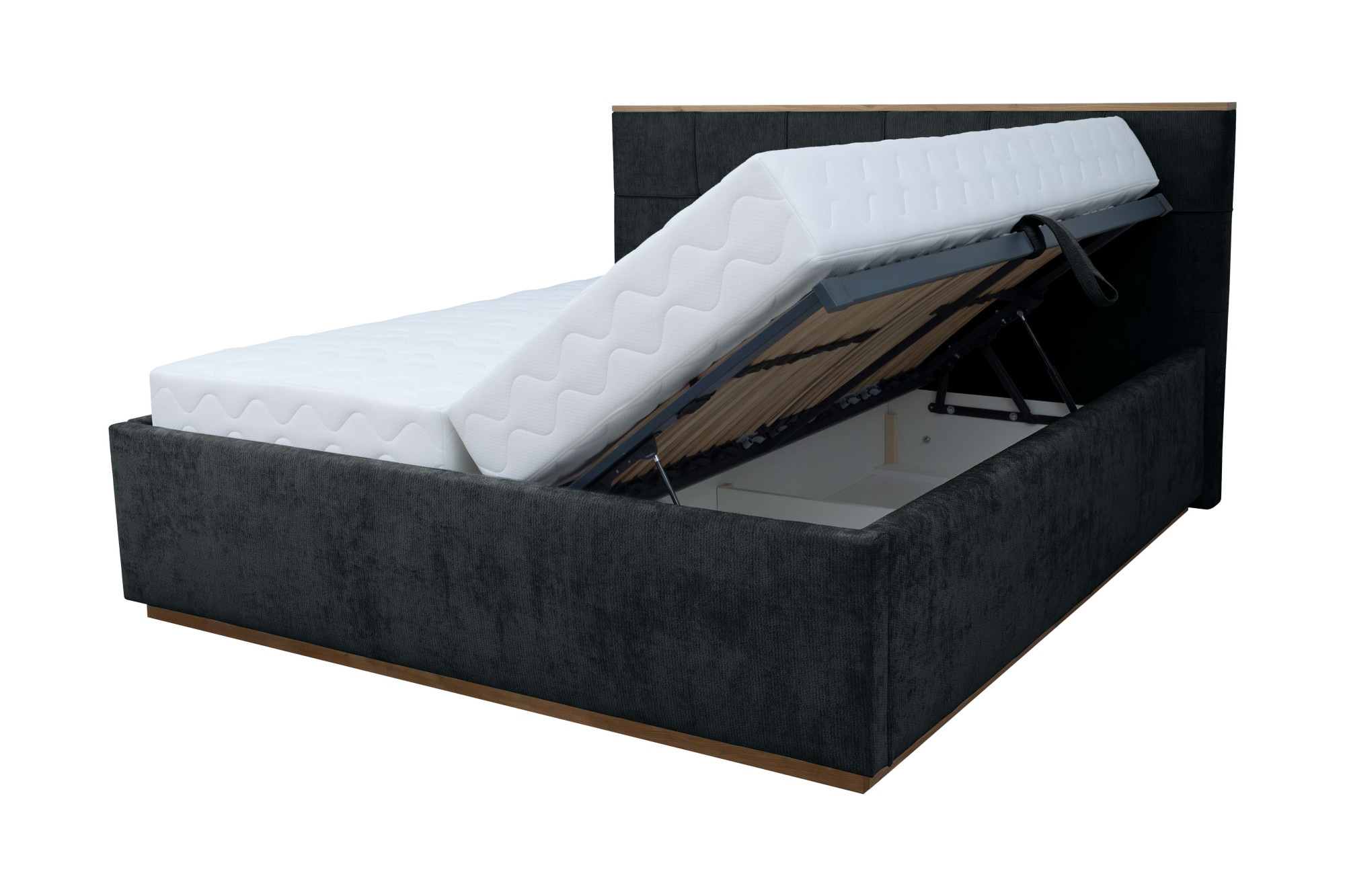 OTTO home Polsterbett »Vyllo, Doppelbett, Federkernbett, Komforbett, 160, 180 cm, Bettkästen« Mit 5-Zonen-TFK-Matratze H3, Lattenrost, Eicheapplikationen