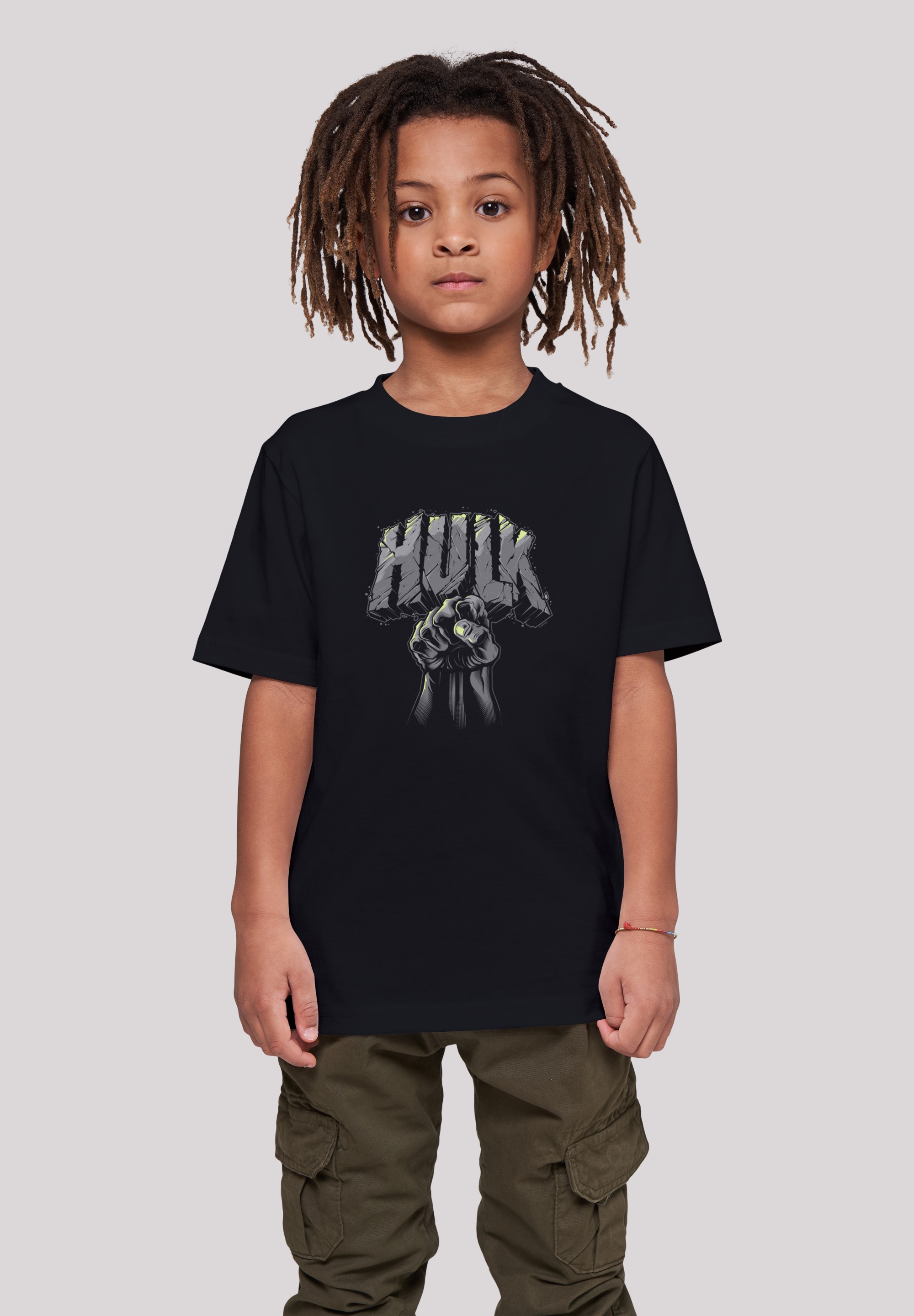 F4NT4STIC Kurzarmshirt »F4NT4STIC Kinder Marvel Hulk Punch Logo -BLK with Kids Basic Tee«, (1 tlg.)
