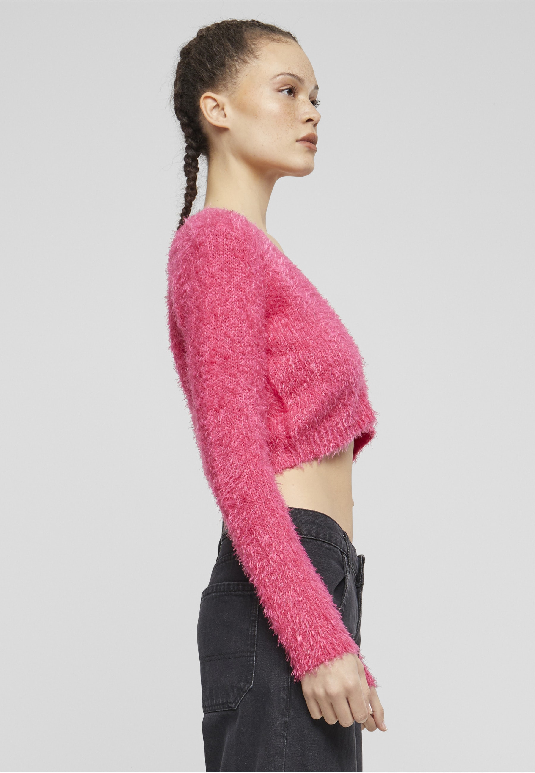 URBAN CLASSICS Strickjacke »Urban Classics Damen Ladies Cropped Feather Cardigan« 1 Stk.