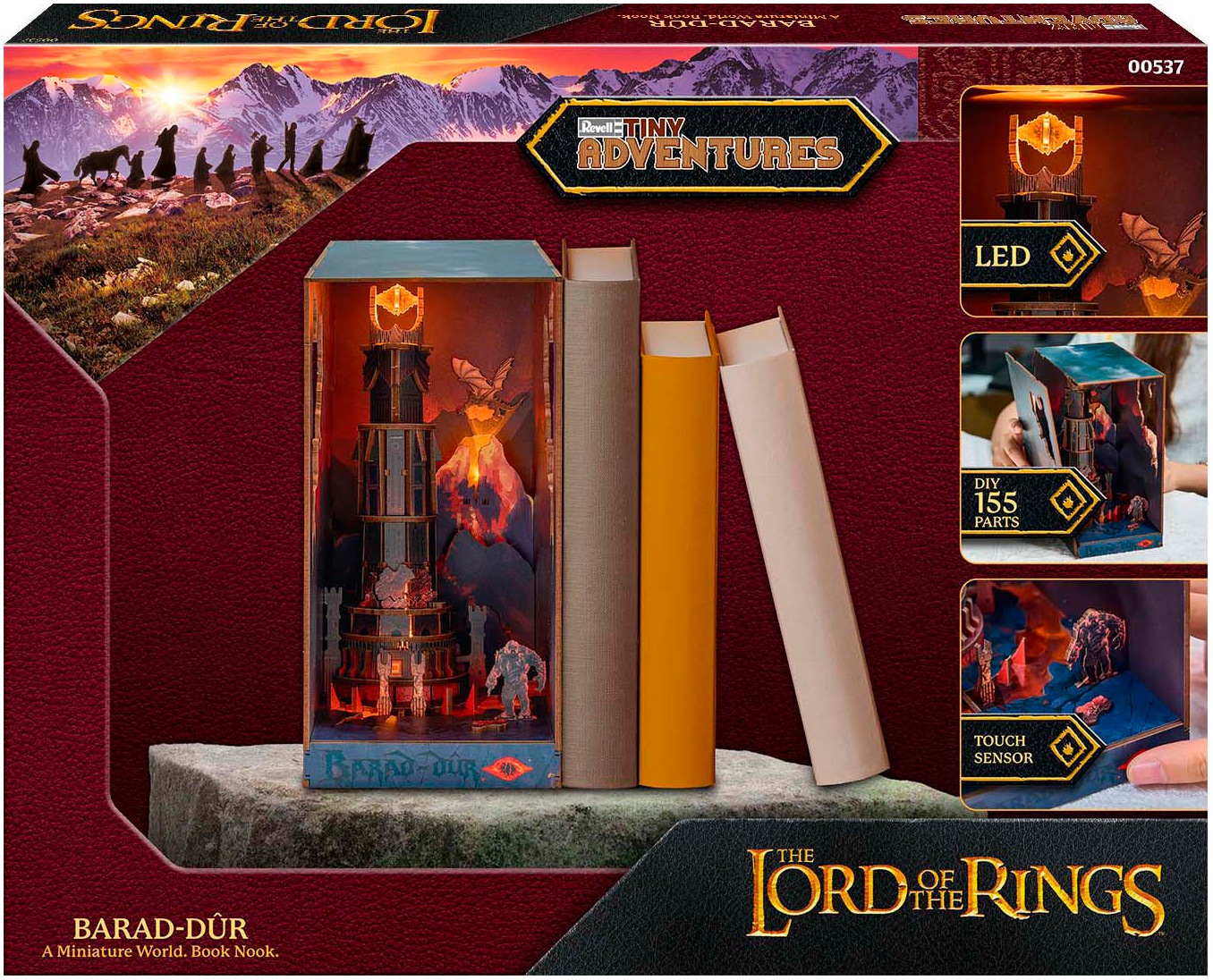 Revell® 3D-Puzzle »Book Nook, Tiny Adventures Herr der Ringe Barad-Dûr«, Buchstütze; mit LED-Beleuchtung