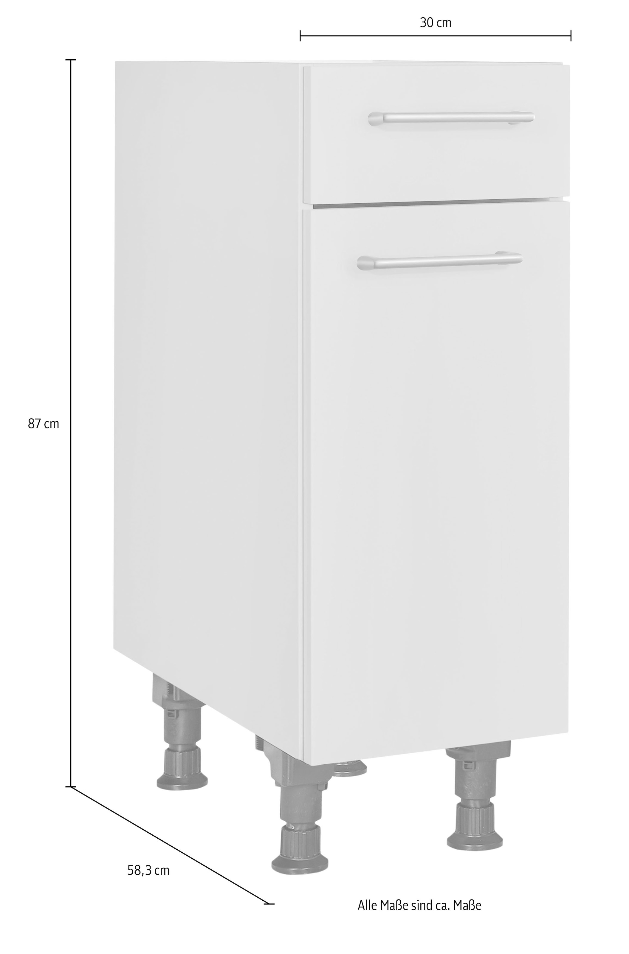 nobilia® Unterschrank »"Laser", Ausrichtung wählbar, vormontiert, in den Breiten 30, 45 und«