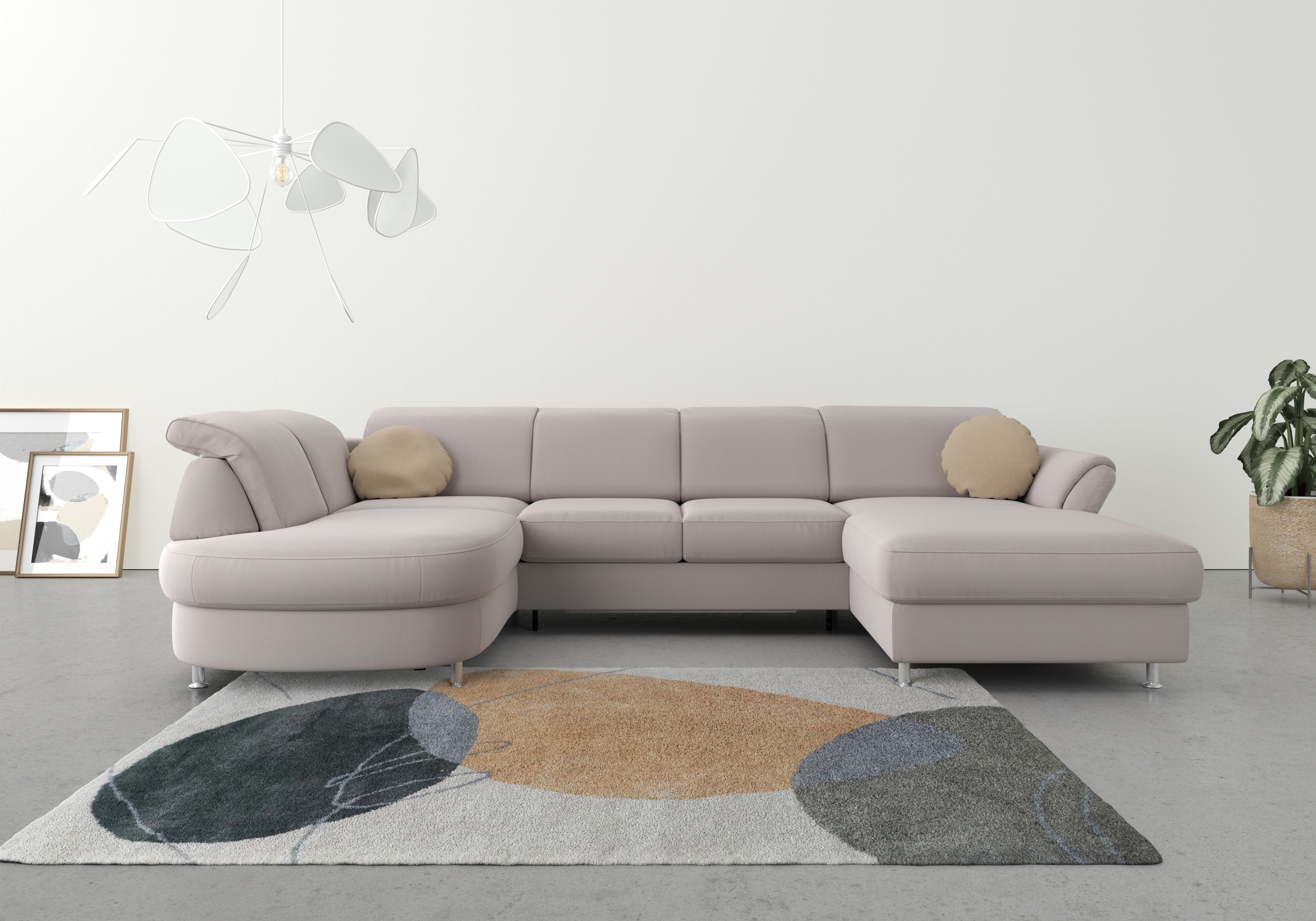sit&more Wohnlandschaft "Apulia U-Form" wahlweise Schlaffunktion, Bettkasten und Kopf- und Armteilverstellung