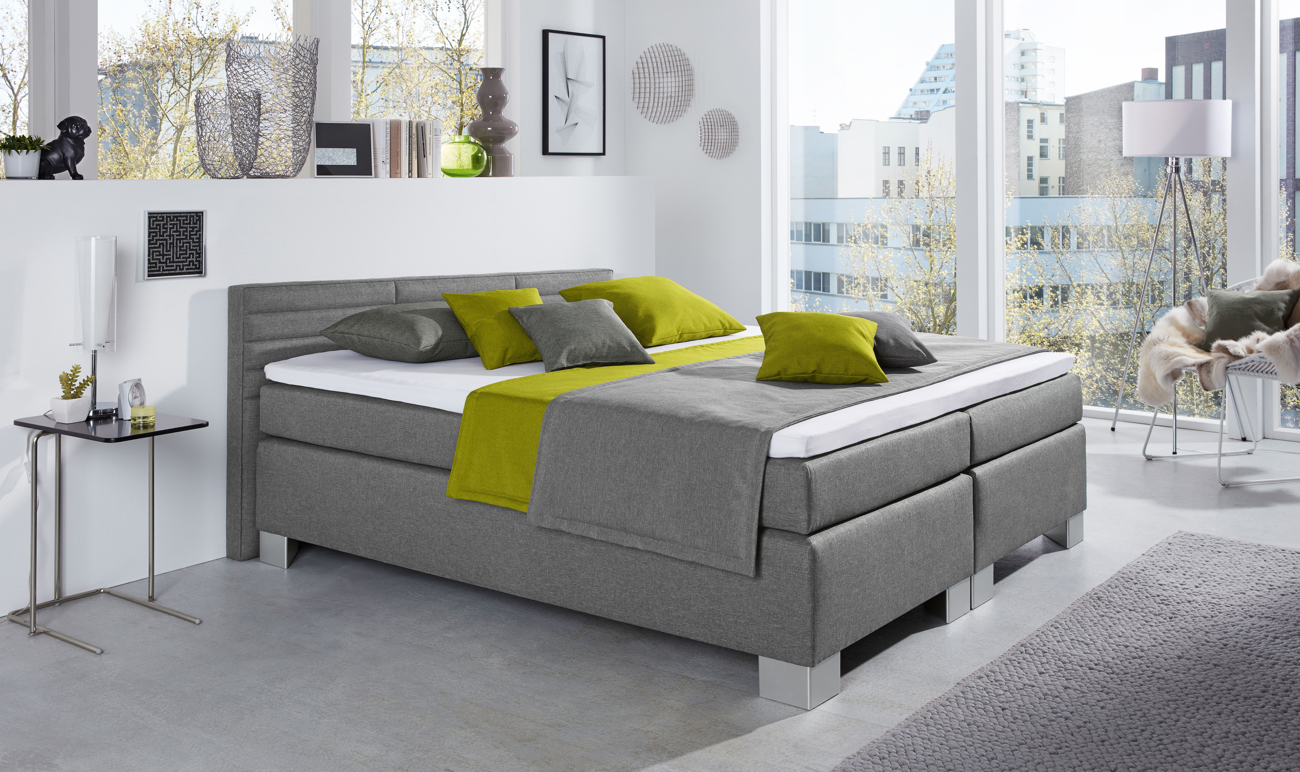 hapo Boxspringbett "ATLANTA mit niedrigem Kopfteil" Topper separat erhältlich, erhältlich in verschiedenen Breiten, Farben & Matratzenarten