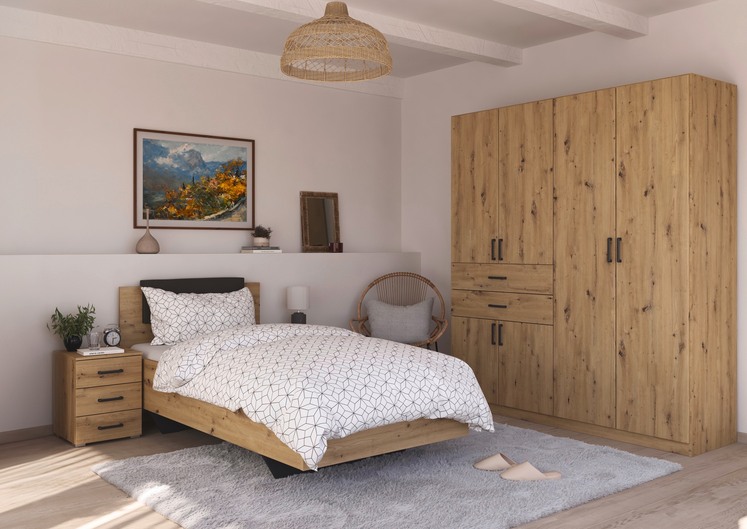 rauch Drehtürenschrank »Kleiderschrank Schrank Garderobe MAIKA mit Dekor-Front«, 2 Schubladen, in verschiedenen Breiten, Höhen, Farben, MADE IN GERMANY