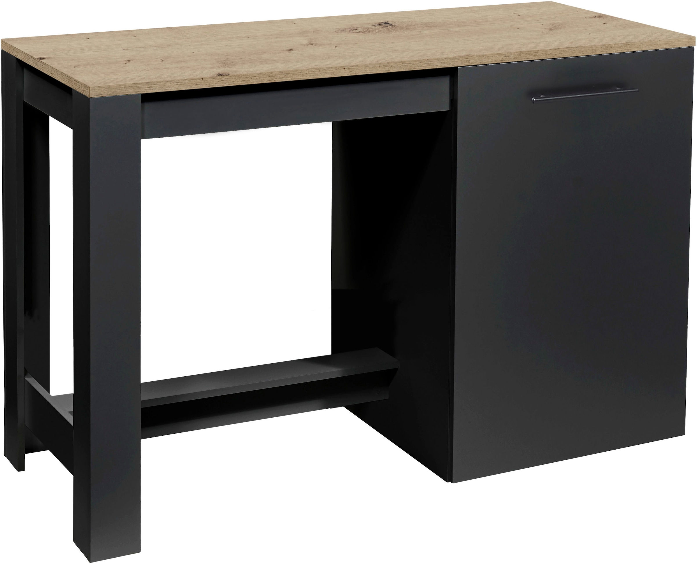 Kücheninsel, B:138cm H:91cm T:56cm, schwarz, BASIC BY BALCULINA, Komplettküchen-Sets, "Andy Kücheninsel", Breite 138 cm, Stauraum und Essplatz