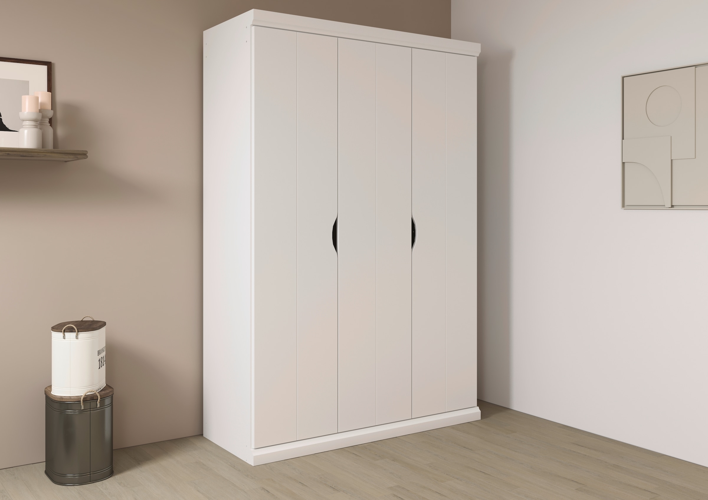 OTTO home Kleiderschrank "Mehrzweckschrank Aktenschrank Möbel Mietswohnung Schlafzimmer MARLENE" 3 verschiedene Ausstattungen BASIC/CLASSIC/PREMIUM (inkl. SOFT-CLOSE), in 3 Breiten 91/136/181 cm im Landhaus-Stil MADE IN GERMANY
