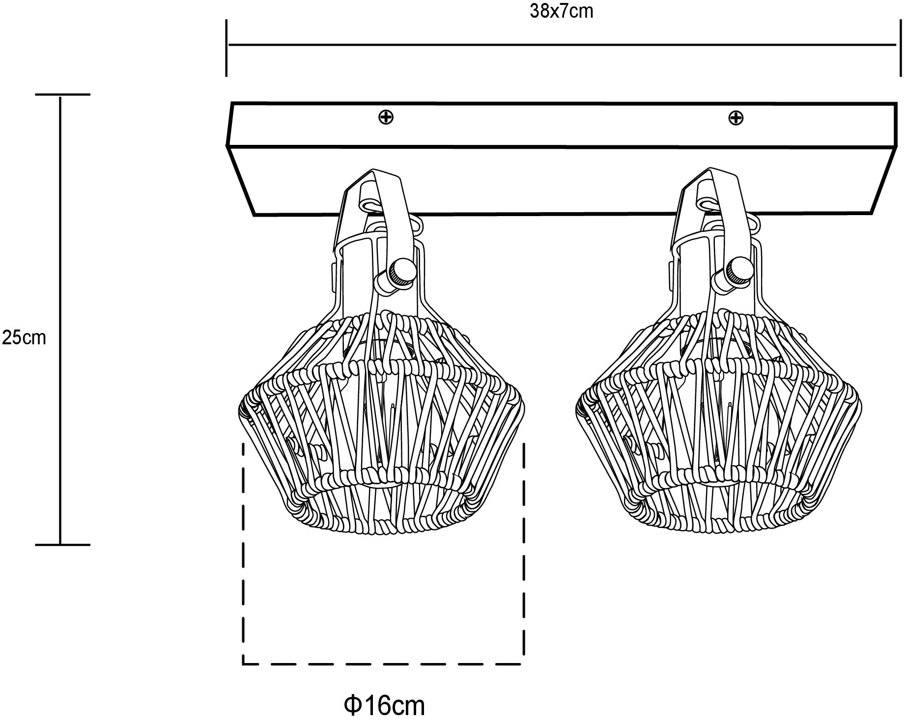 GLOBO LIGHTING Deckenstrahler »VALLI«, Leuchtmittel E27 | ohne Leuchtmittel, Deckenspot/braun/Hanf naturfarben/Flur/Wohnzimmer