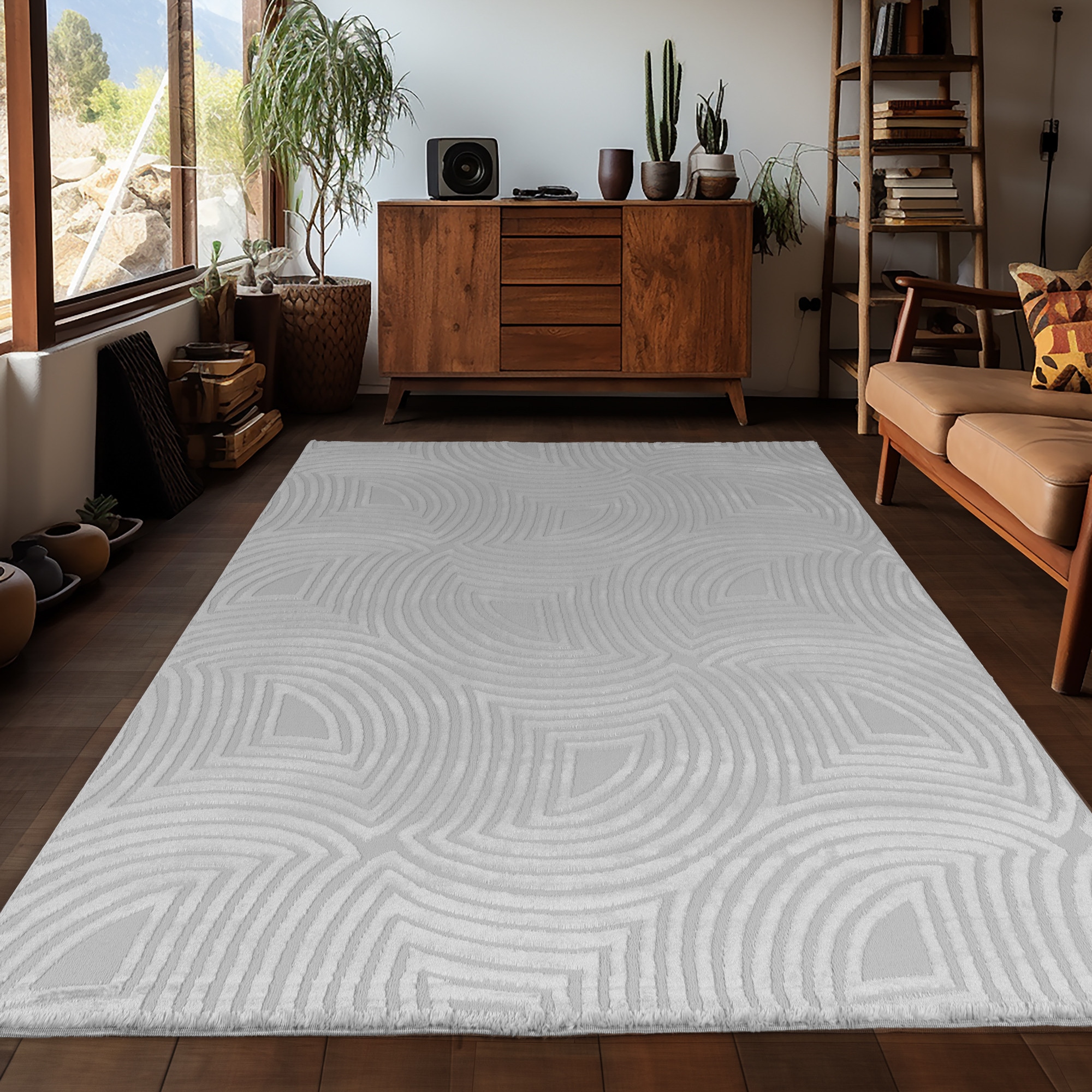 Teppich AYYILDIZ TEPPICHE "SAHARA 1113", silber (silberfarben), B:140cm H:12mm L:200cm, Polypropylen, Teppiche, Teppich, Läufer / Pflegeleicht / Strapazierfähig / Trend Colors/ Wohnzimmer