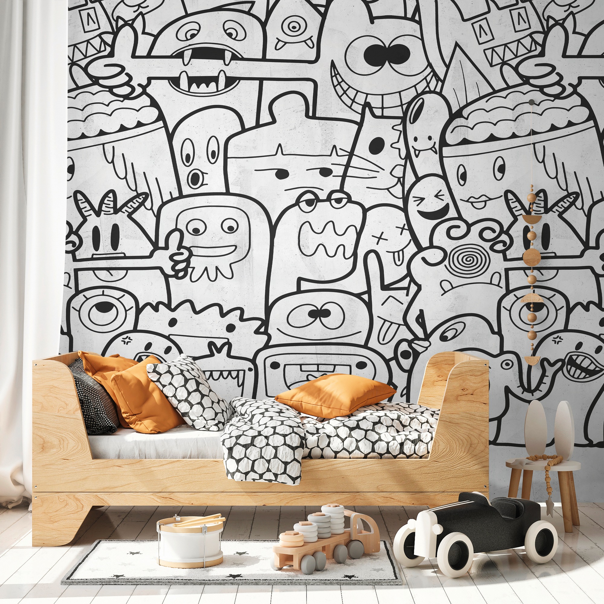 living walls Fototapete "THE WALL III Comic Tapete Motivtapete Kinderzimmer Comic" matt glatt Vliestapete Kindertapete für Schlafzimmer Küche Wohnzimmer Comic Flur