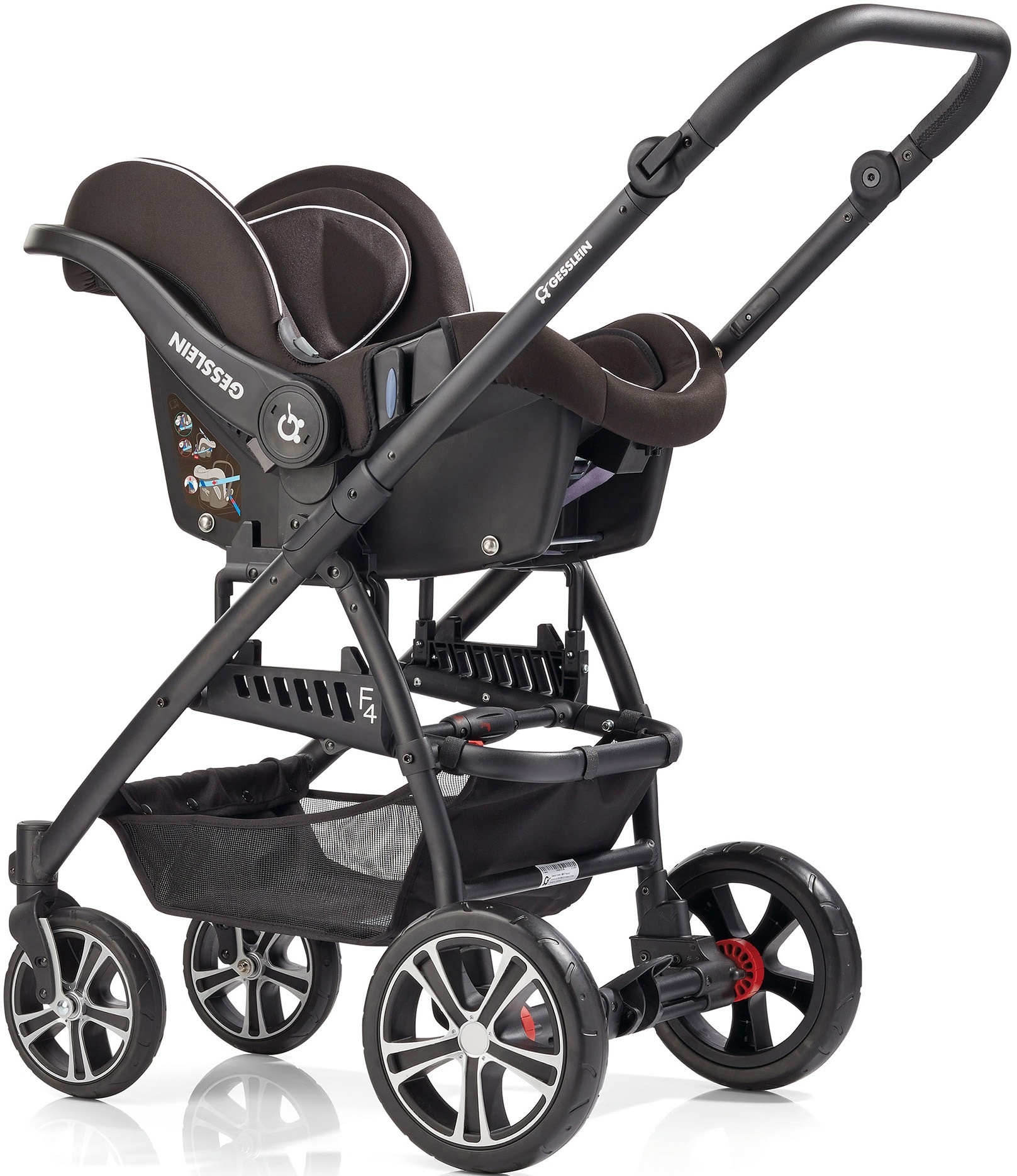 Gesslein Kombi-Kinderwagen »F4 Air+, schwarz/cognac, citygrau/hellgrau Sterne«, mit Tragetasche C2 Compact; Design & Handarbeit aus Deutschland