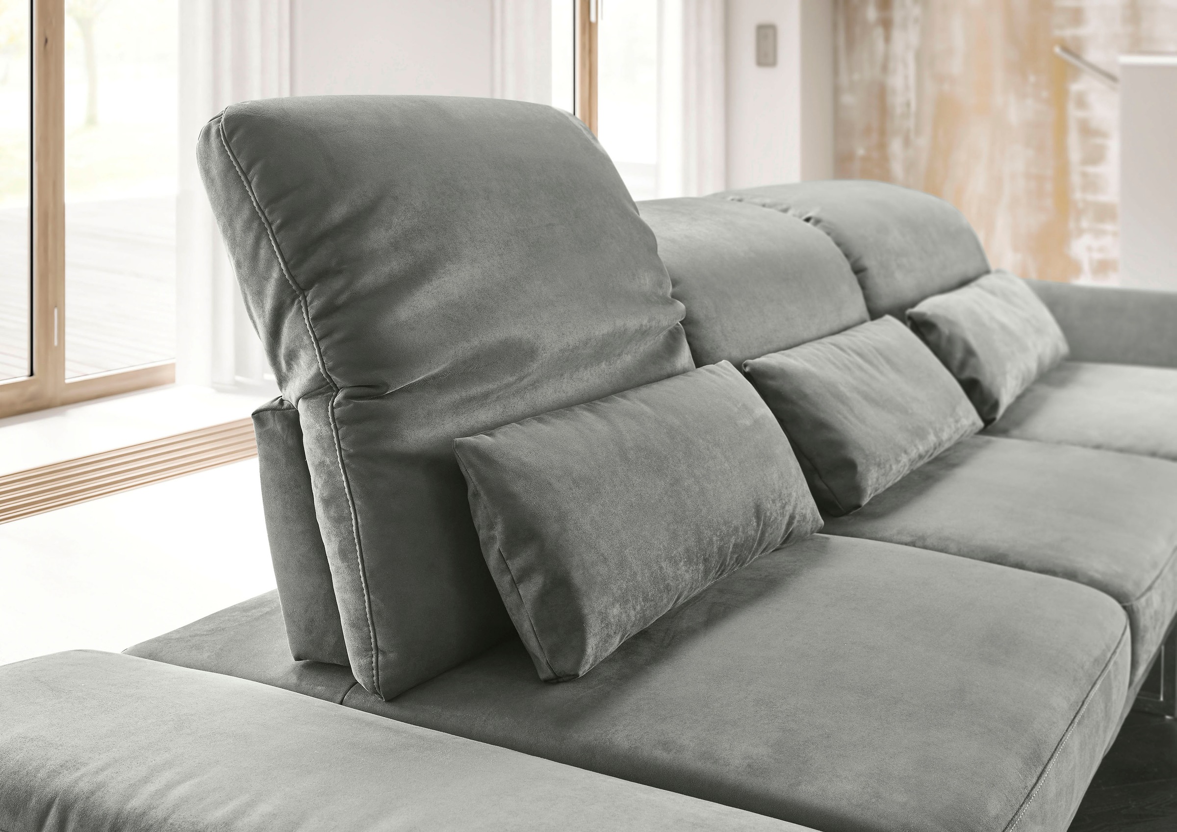 3C Candy Ecksofa »Mallow Designsofa mit Komfortfunktionen, modern und bequem, L-Form«, Verstellbare Armlehne und Kopfteil, manuelle Sitztiefenverstellung
