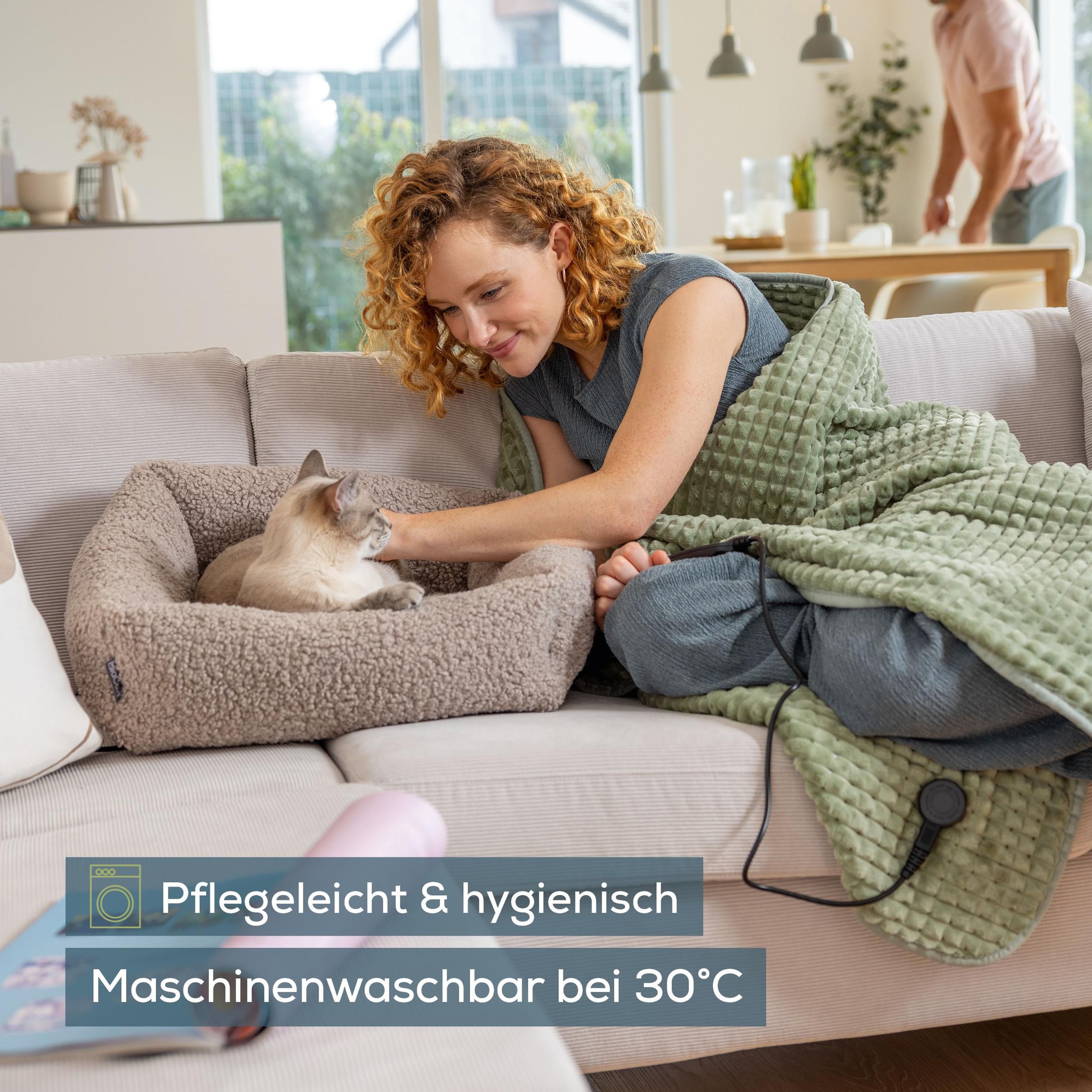 BEURER Heizdecke »HD 72 Waffle Sage Green mit 3 Temperaturstufen« Voluminöser Effekt und elegantes Design durch Waffelstruktur