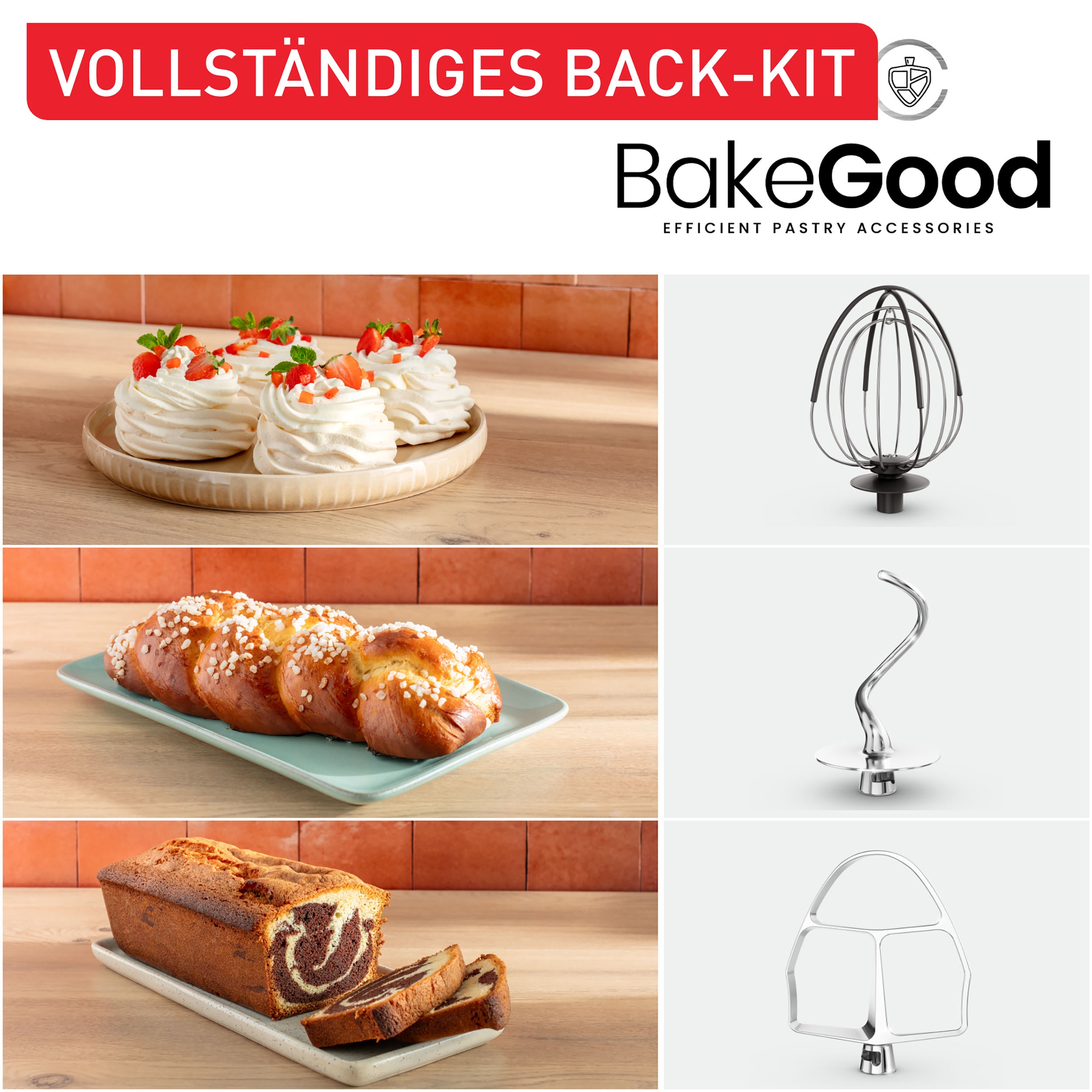 Tefal Küchenmaschine »QB525B Bake Partner«, 8 Geschwindigkeitsstufen, inkl. Back-Kit und 5 Aufsätzen