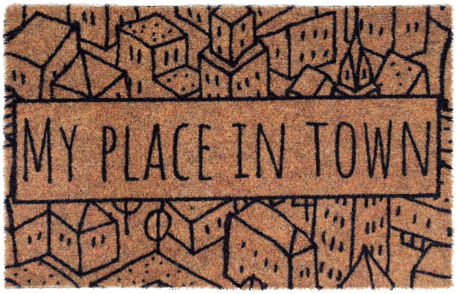 Primaflor-Ideen in Textil Fußmatte »Schmutzfangmatte COUNTRY, Place in Town«, rechteckig, 7 mm Höhe, Schmutzfangmatte, Kokos-Optik, mit Spruch, rutschhemmend, waschbar