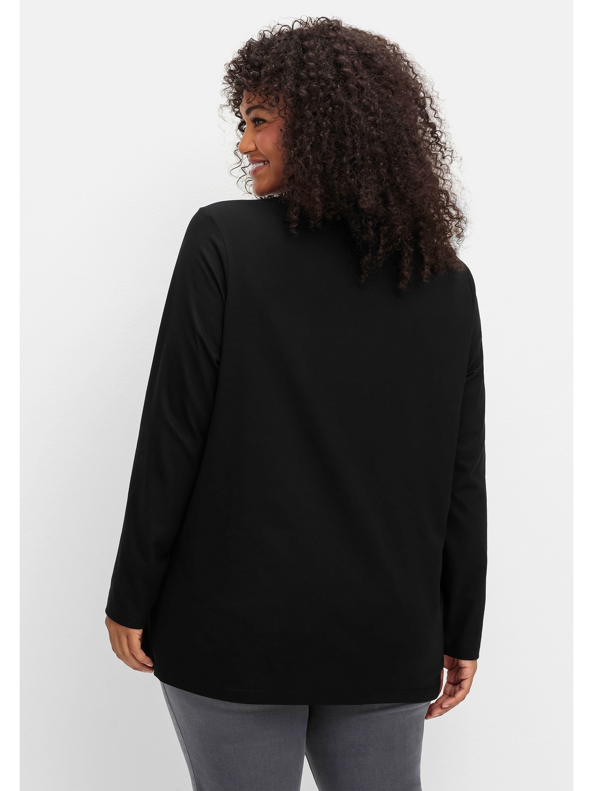 Sheego Langarmshirt »Große Größen«, mit V-Ausschnitt und leichter A-Linie