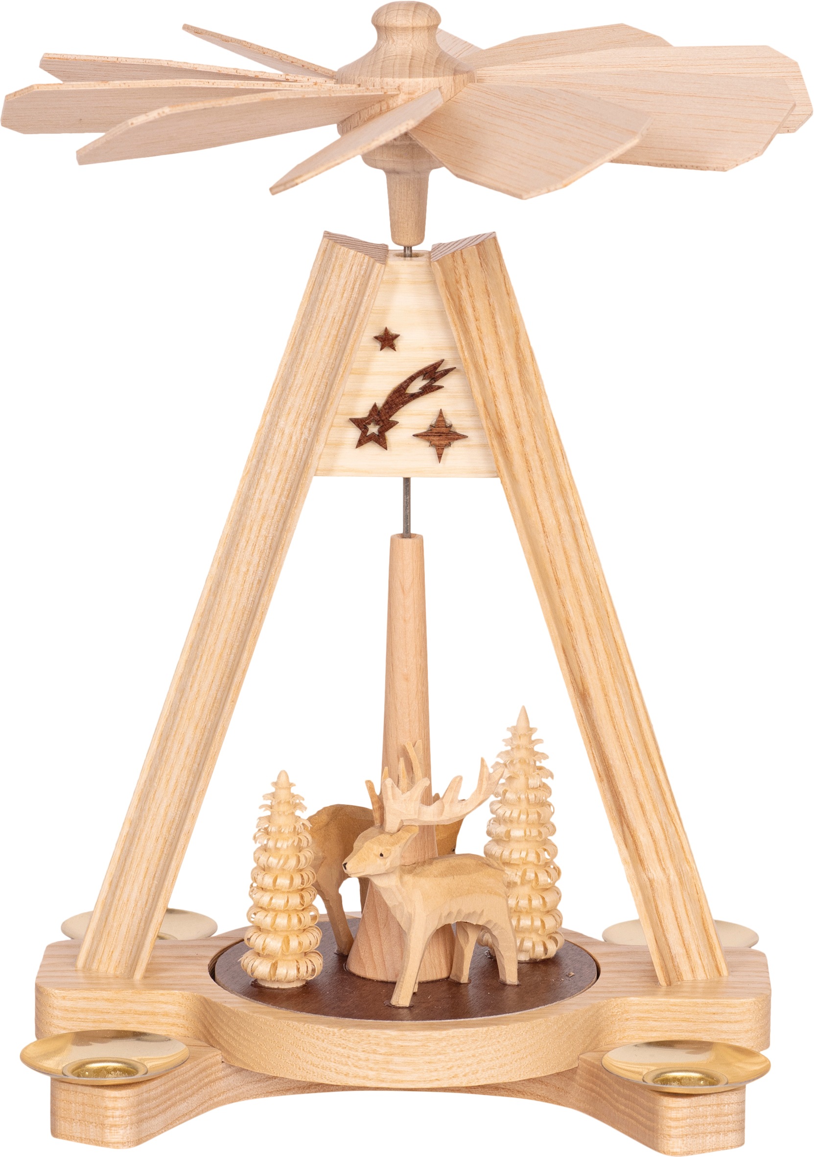 SAICO ORIGINAL Weihnachtspyramide "Premium Tischpyramide, Wald", 24cmnatur, Weihnachtspyramiden, natur, mit farbigen Akzenten für 4 Pyramidenkerzen,