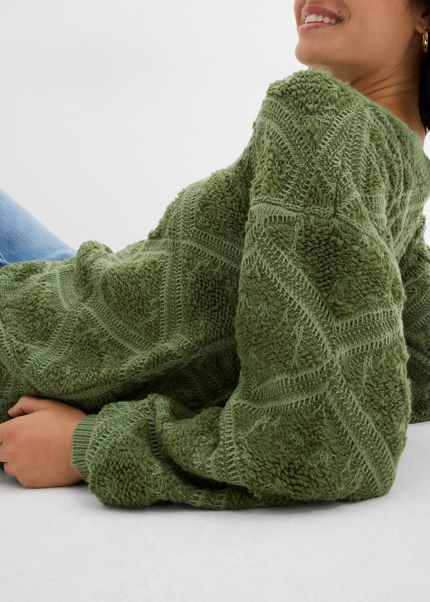 bonprix Strickpullover mit Rundhalsausschnitt, mit Jacquard-Muster, Langarm