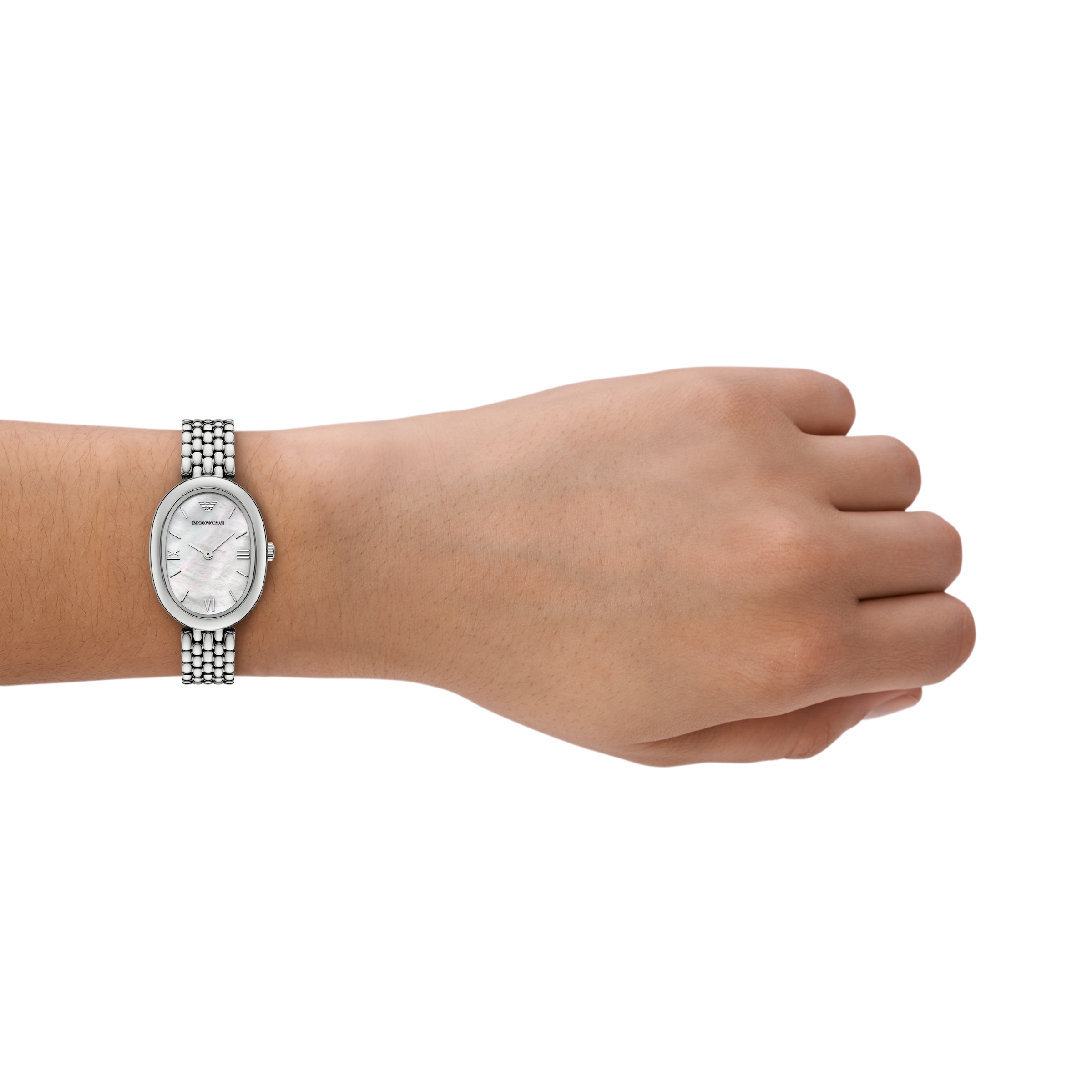 Emporio Armani Quarzuhr, Armbanduhr, Damenuhr, Edelstahlarmband, analog