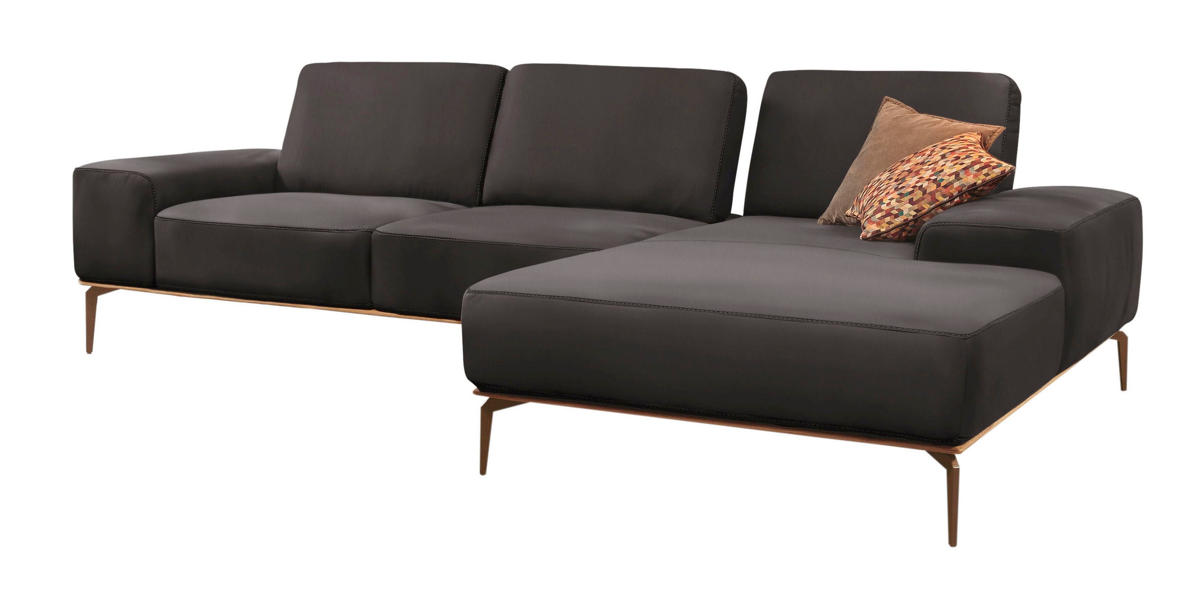 W.SCHILLIG Ecksofa »run, Designsofa mit tollem Sitzkomfort, bequem, L-Form«, mit Holzsockel, Füße in Bronze pulverbeschichtet, Breite 319 cm