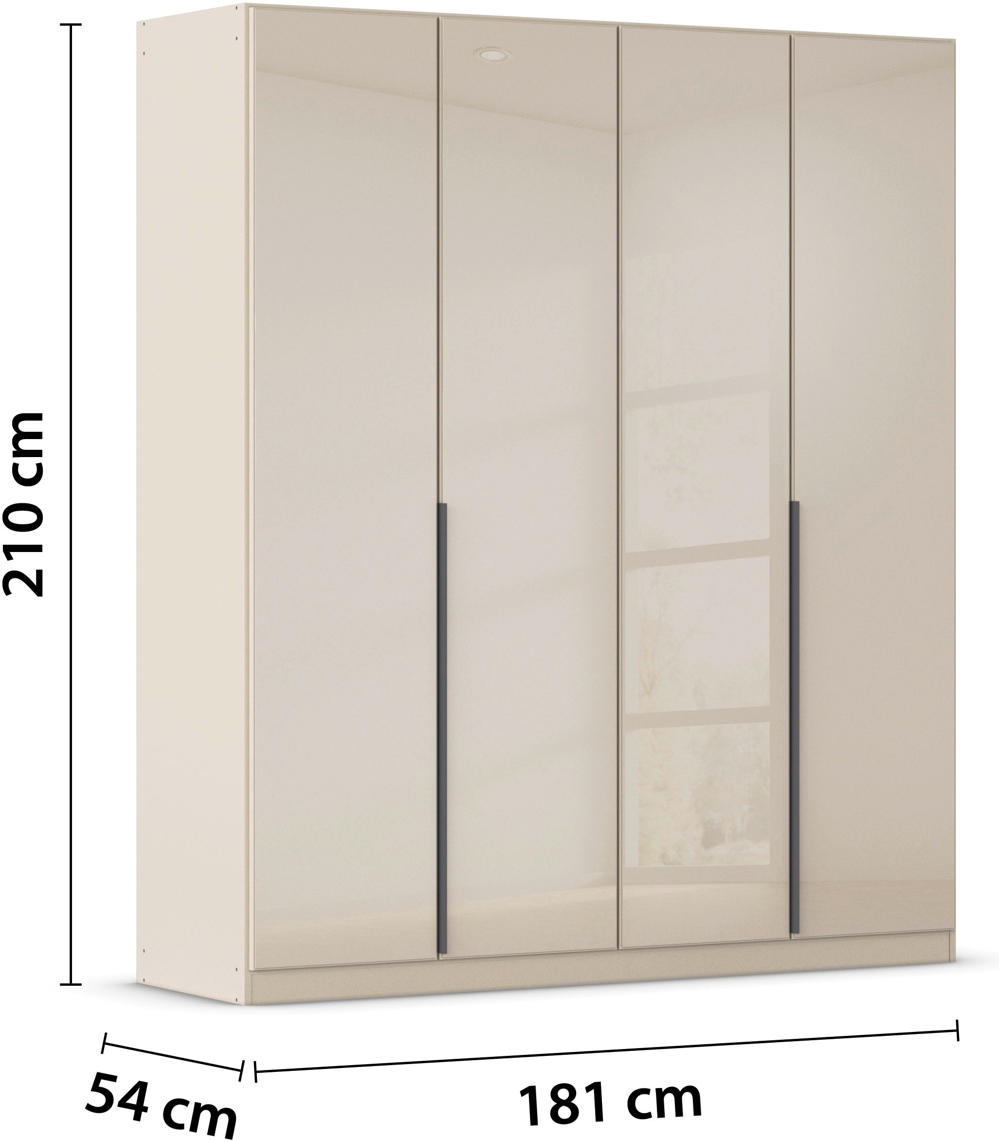rauch Drehtürenschrank »Kleiderschrank Kleiderschränke Schrank Garderobe AGORDO mit Glasfront«, (in zwei Griff-Farben), durchdachte Innenausstattung, in 6 Breiten und 2 Höhen MADE IN GERMANY