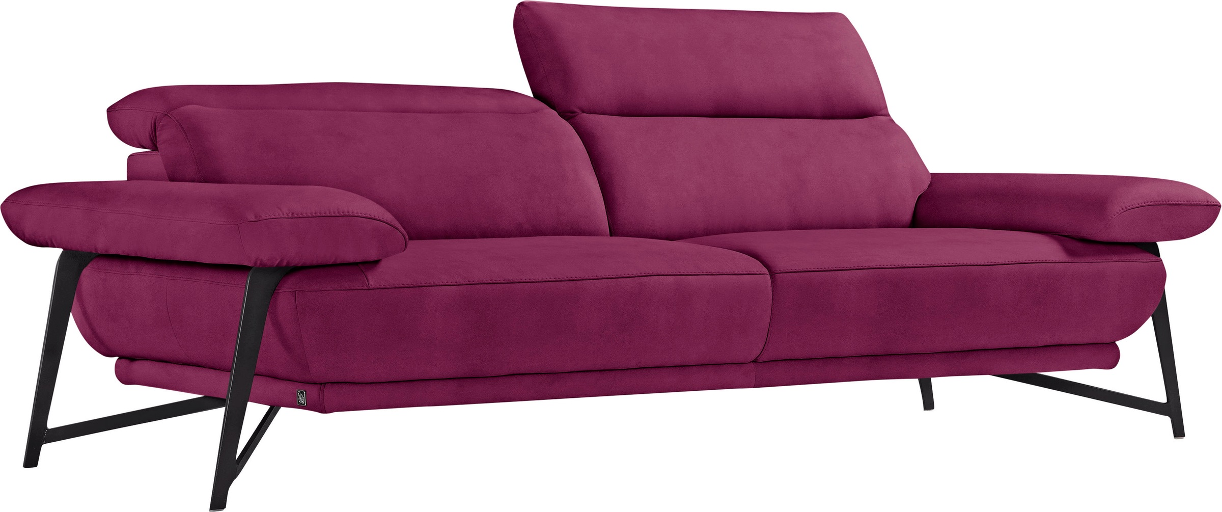 Egoitaliano 2,5-Sitzer »Anais, Designsofa mit erstklassigem Sitzkomfort, Fußfarbe schattengrau«, Kopfteil verstellbar, 232 cm, Luxus-Microfaser, fuchsia