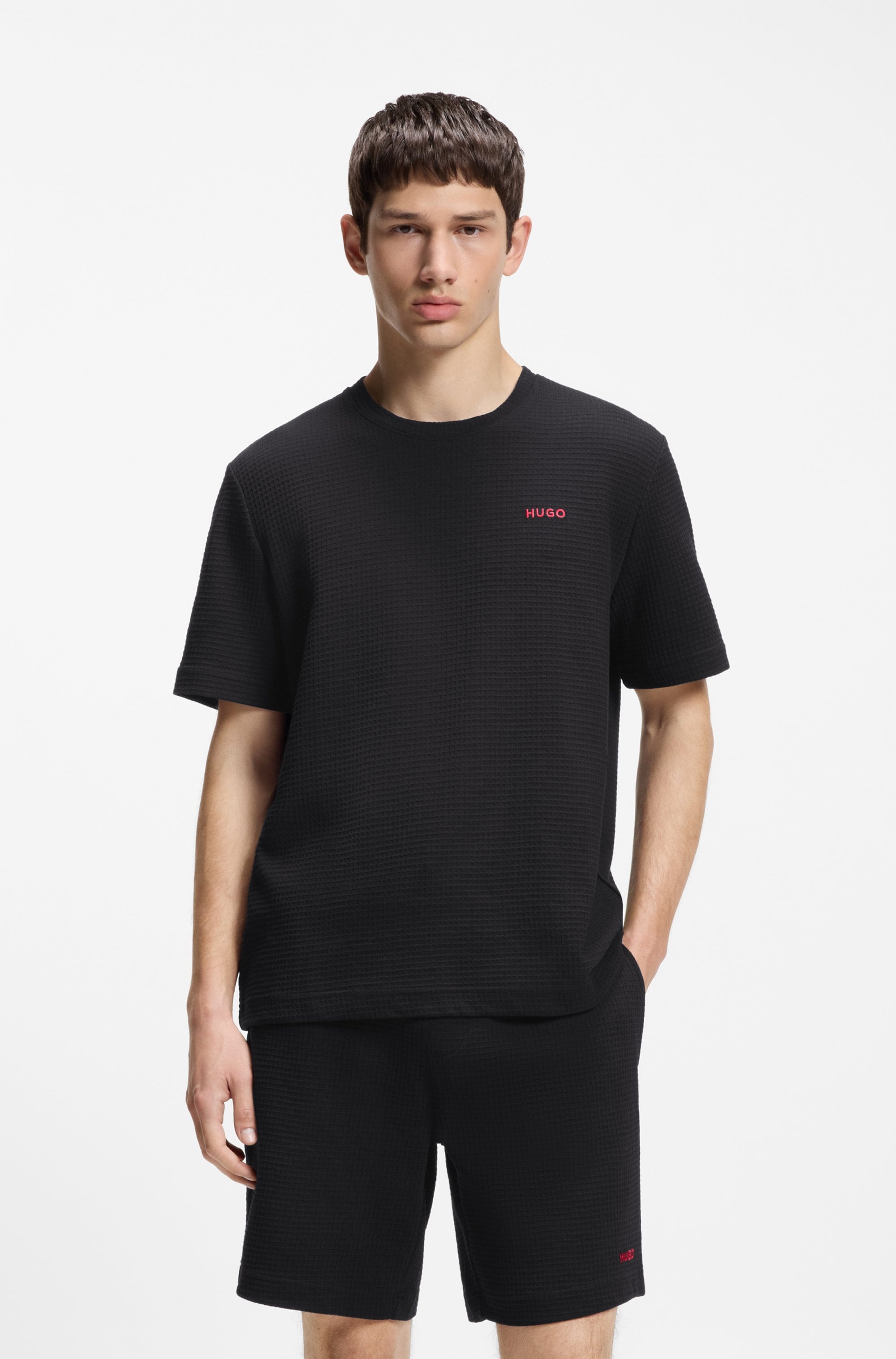 HUGO Underwear T-Shirt ",Austin T-Shirt" Waffelstruktur und Logo-Stickerei