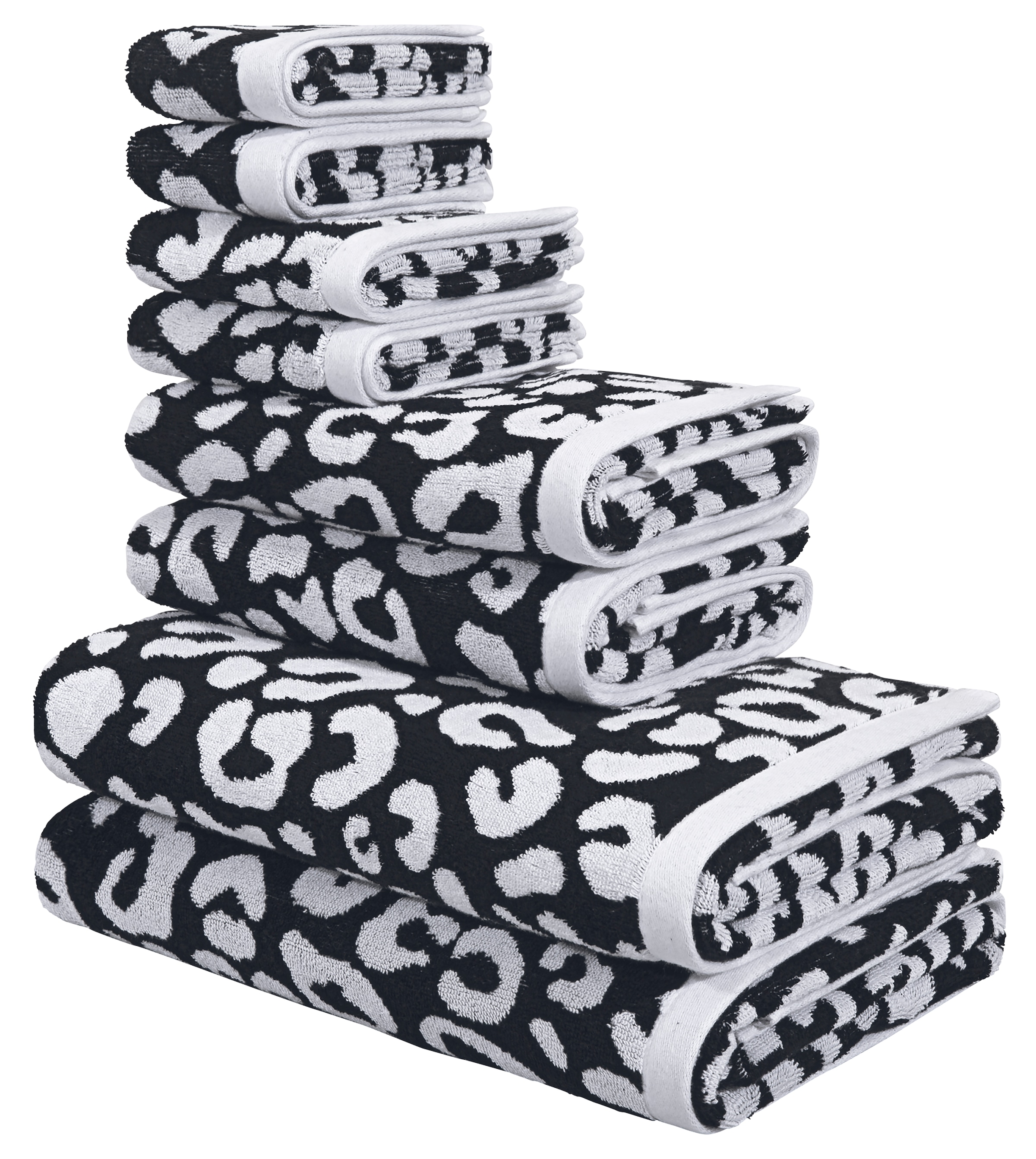OTTO home Handtuch Set "Regona Leo, 8 tlg. Set, Premium Handtücher, 100% Baumwolle, 550 gr/m²" 8 Frottier Animal Print, Duschtücher, Handtücher, Gästetücher, Seiftücher