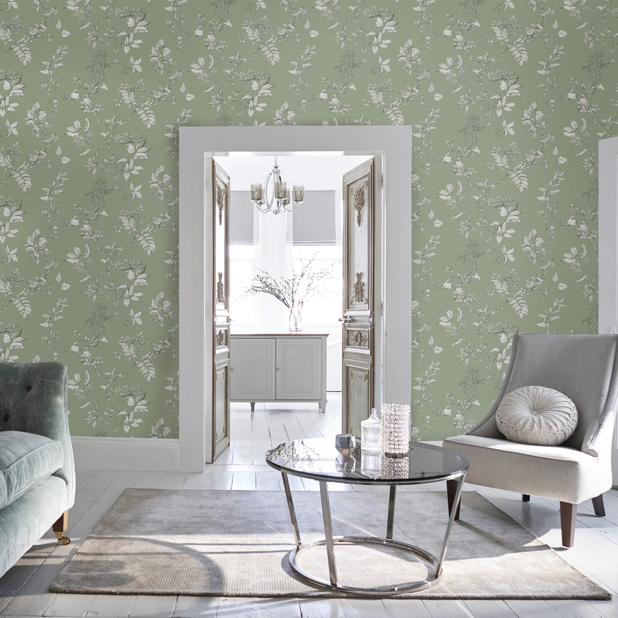 LAURA ASHLEY Vliestapete "Elderwood" gemustert FSC zertifiziert, mit lebhaftem Druck, 10 Meter Länge
