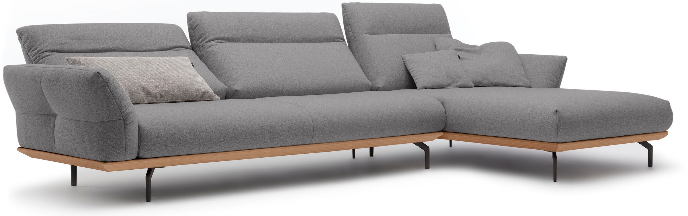 Creation BY ROLF BENZ Ecksofa »CR.460«, Sockel in Eiche, Winkelfüße in Umbragrau, Breite 338 cm