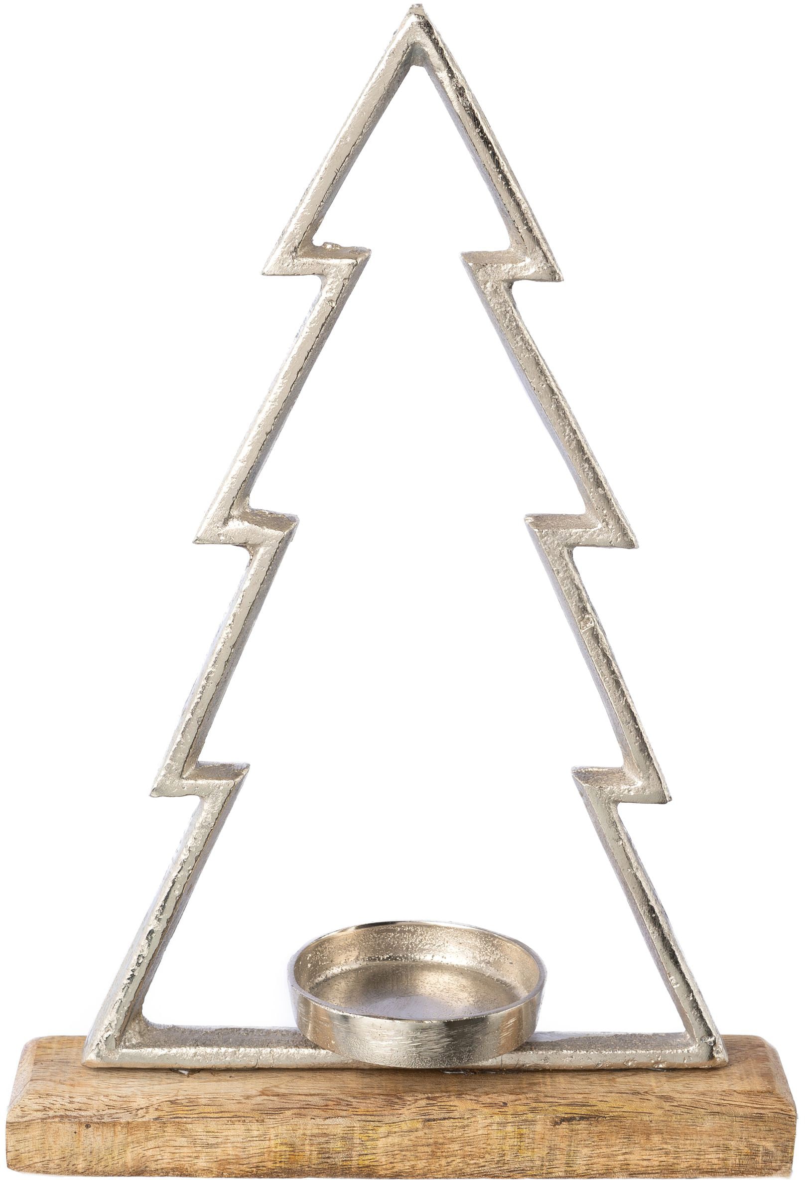 Creativ deco Teelichthalter »Weihnachtsdeko«, 34 in kaufen St.), | hochwertiger ca. Mangoholzplatte, Höhe cm (1 BAUR auf Tannenbaum-Form