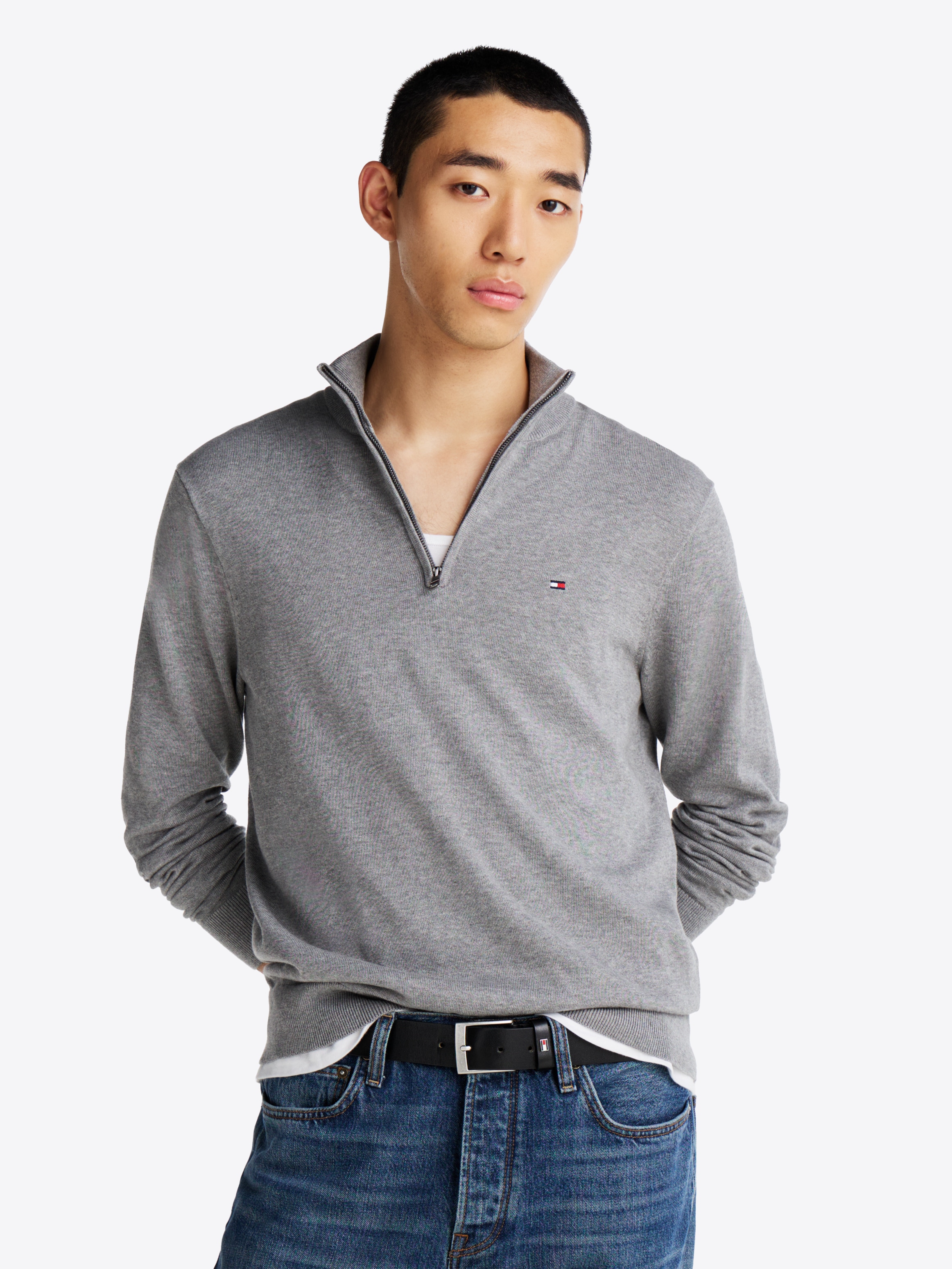 Tommy Hilfiger "ESSENTIAL COTTON ZIP MOCK" günstig online kaufen