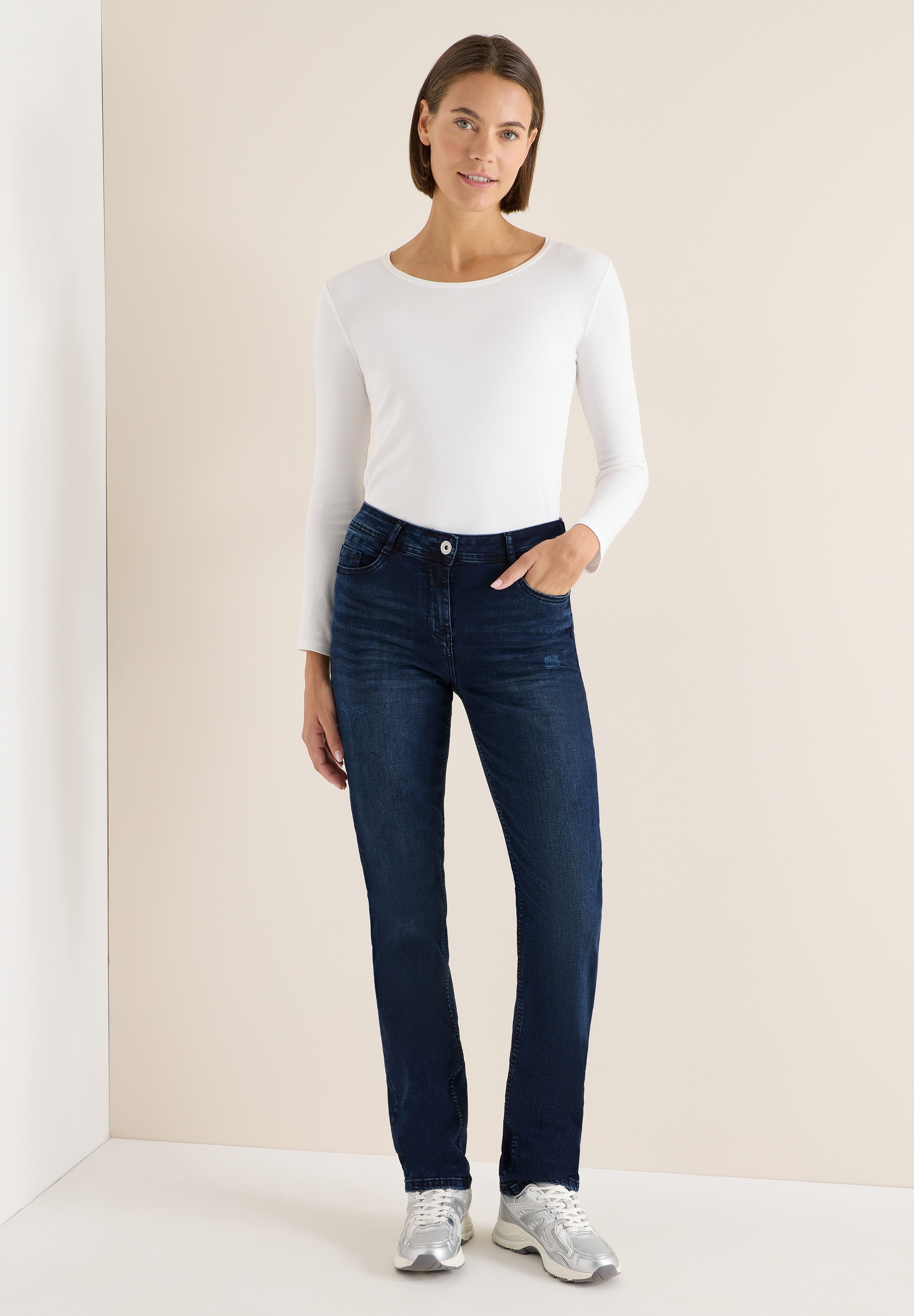 Cecil Toronto Slim Fit Jeans Blue Black Size 36 Length 30 3