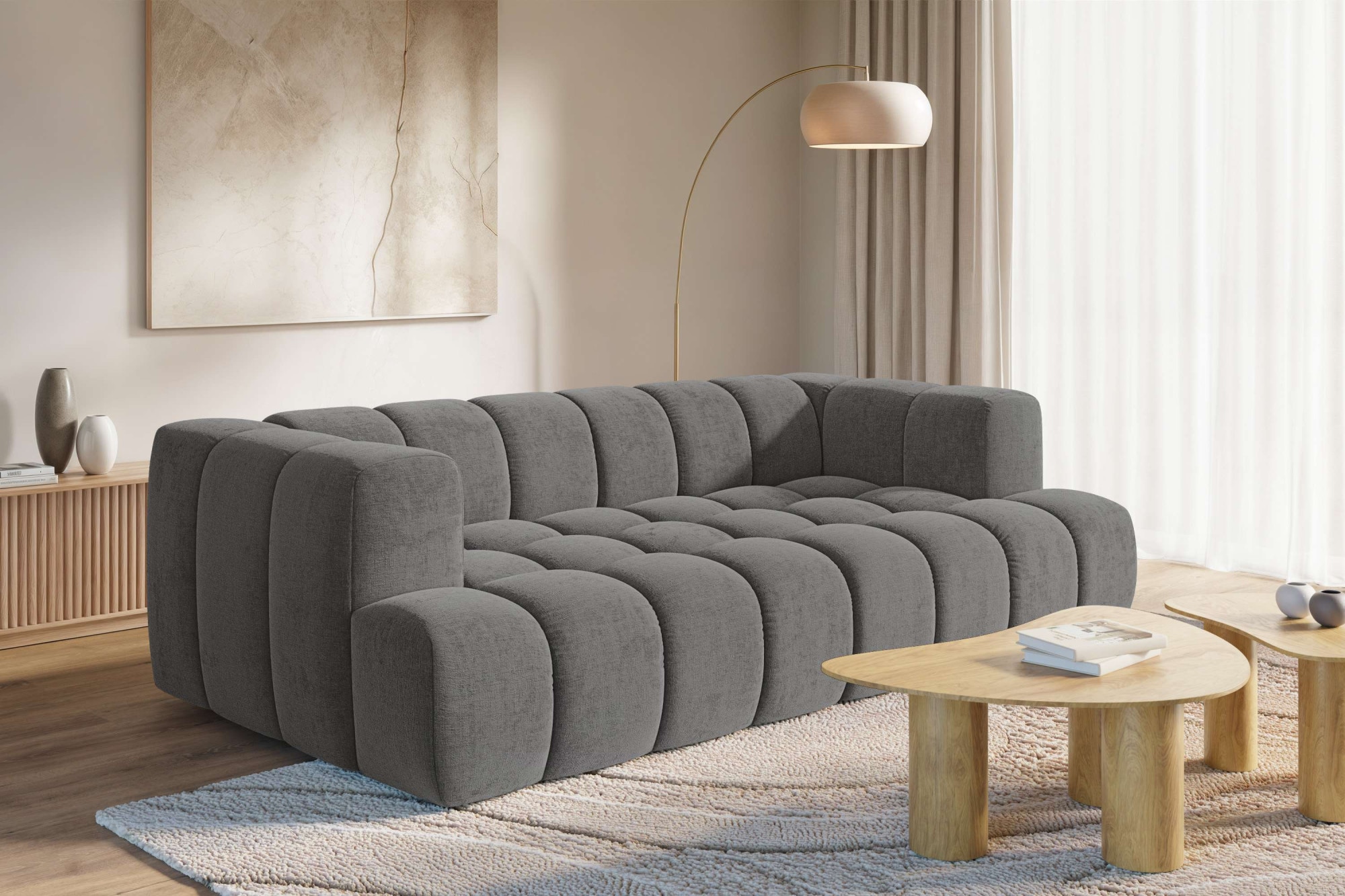 homsy by Ana Johnson Big-Sofa ""XL" BOUBELLE Design-Sofa extra tief, Bubble-Optik, Breite 246 cm" 4-Sitzer mit Wellenunterfederung, XL Sitztiefe 100 cm