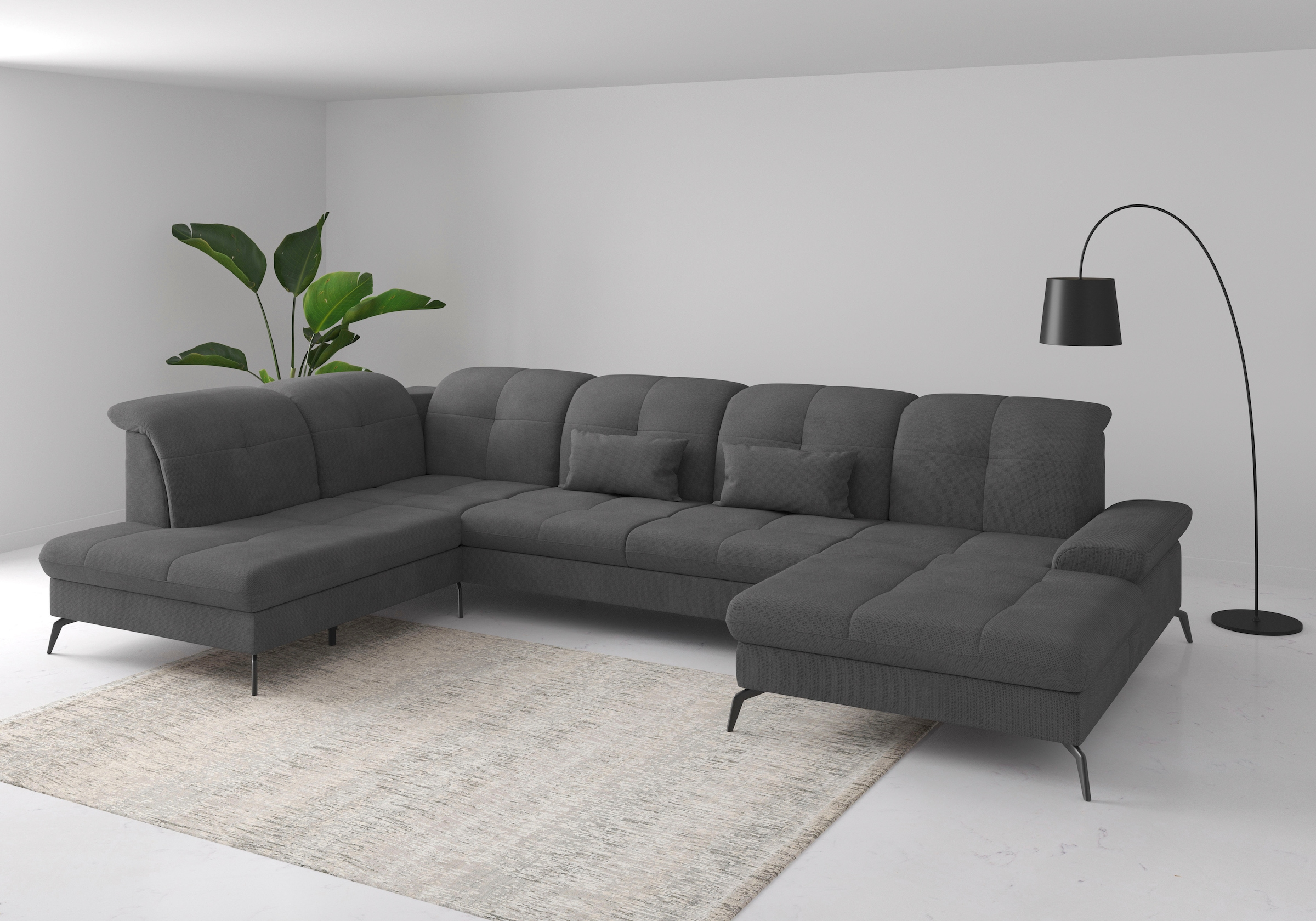 sit&more Wohnlandschaft "Amica, U-Form, inkl. Sitztiefenverstellung und Armteilverstellung" wahlweise mit Kopfteilverstellung, Schlaffunktion und Bettkasten
