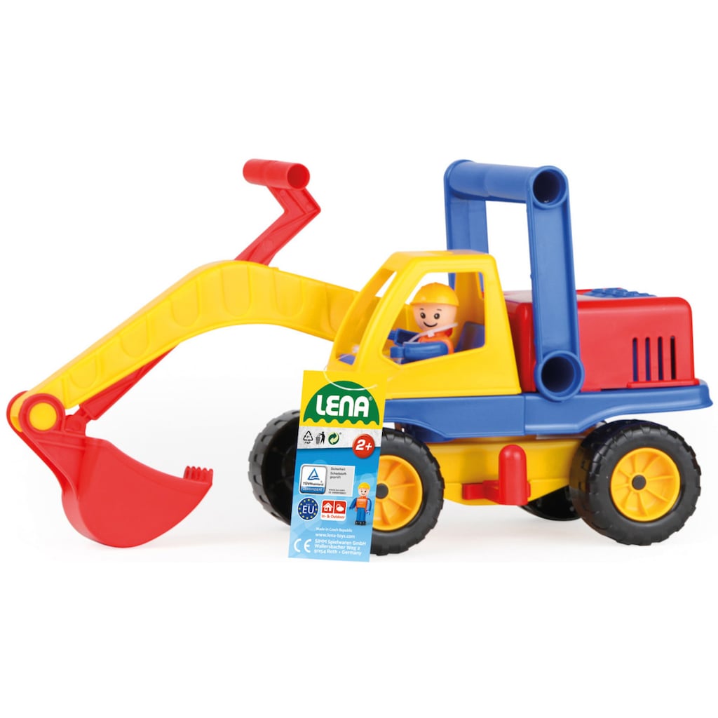 Lena® Spielzeug-Bagger »Aktive«, mit beweglichem Baggerarm und verstellbarem Fahrgestell