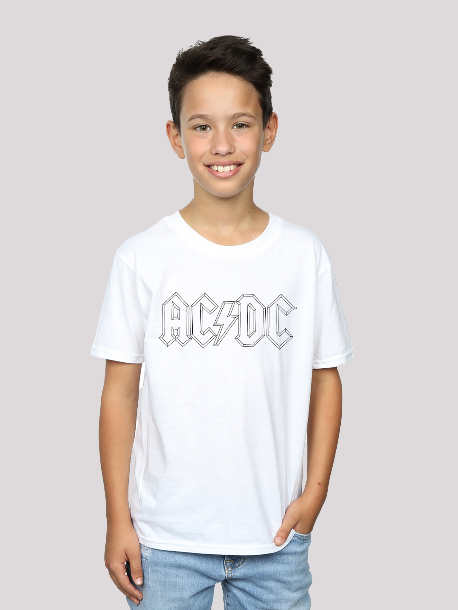 F4NT4STIC T-Shirt »ACDC Black Outline Kinder,Premium BAUR Premium Metal Unisex Merch«, - Logo Musik Merch,Jungen,Mädchen,Bandshirt online kaufen | Fan Rock