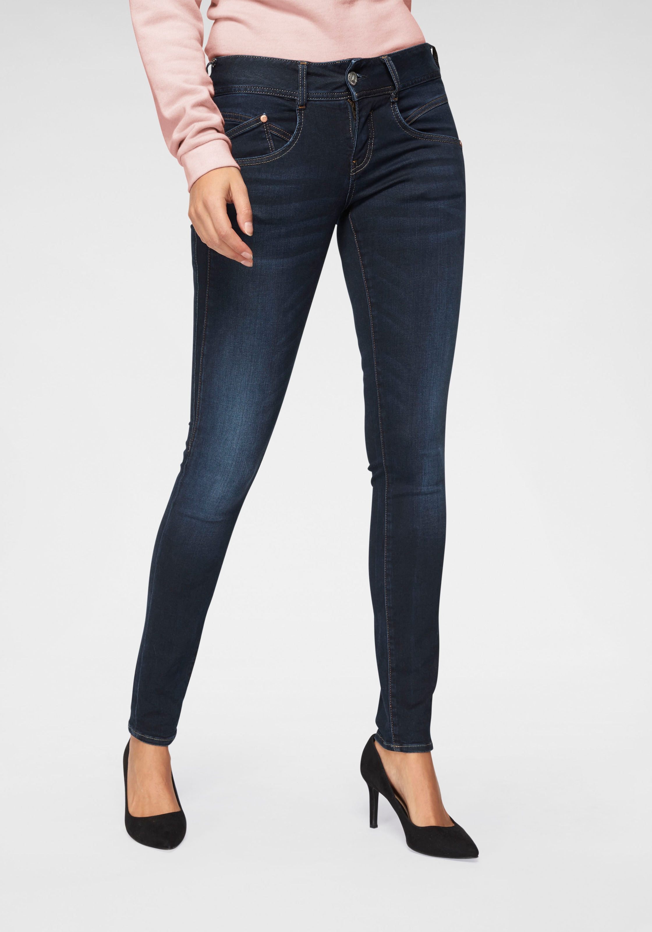 Herrlicher 5-Pocket-Jeans »Gila Slim Denim« mit seitlichen Keileinsätzen, figurformend