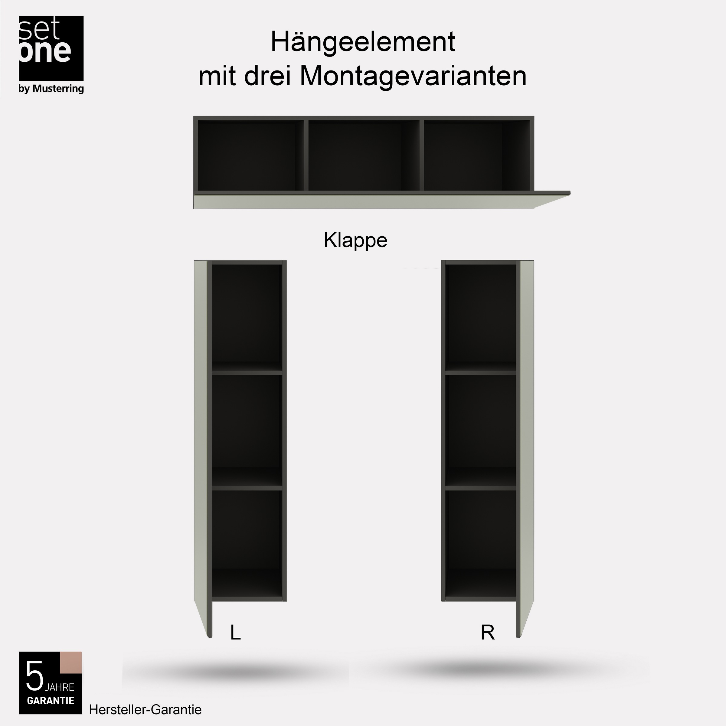 set one by Musterring Hängeschrank »Reno« 1 Stk. tlg. Für vertikale Montage, alternativ waagerecht montierbar