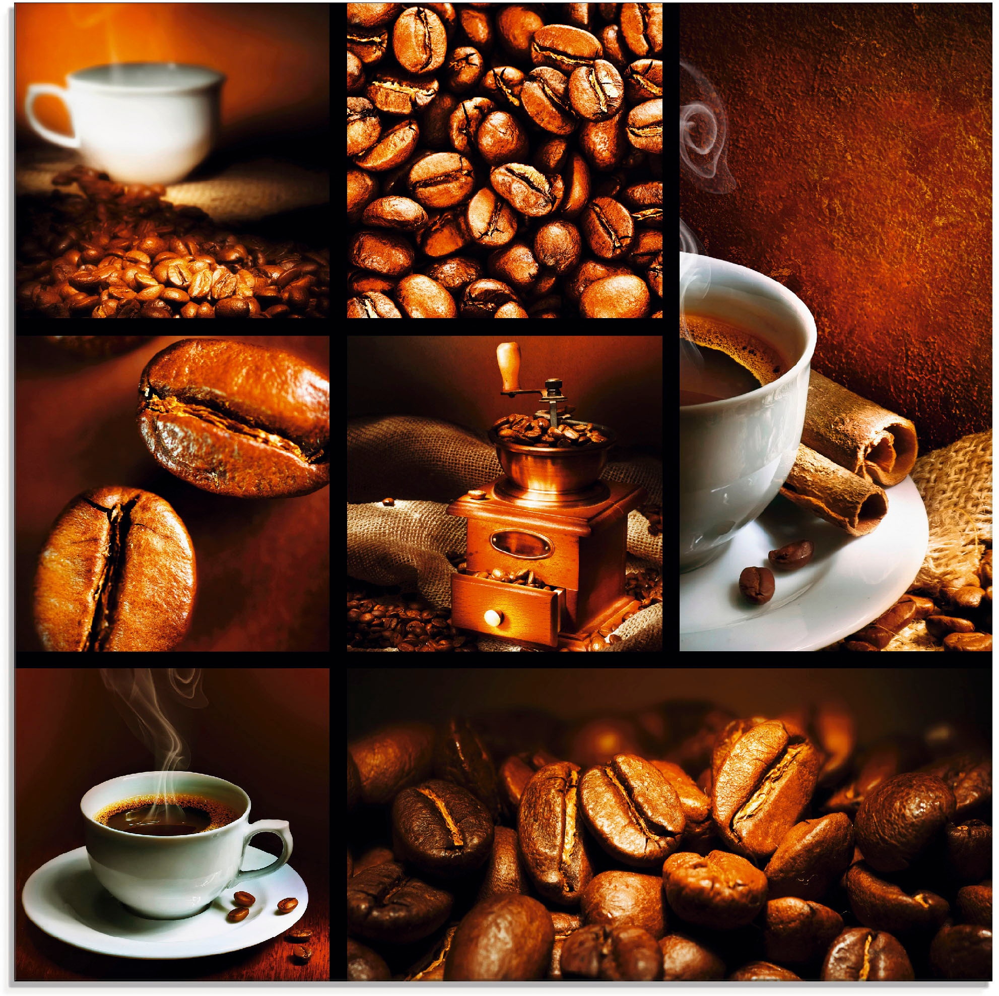 Artland Glasbild "Kaffee Collage", Getränke, (1 St.), in verschiedenen Größen
