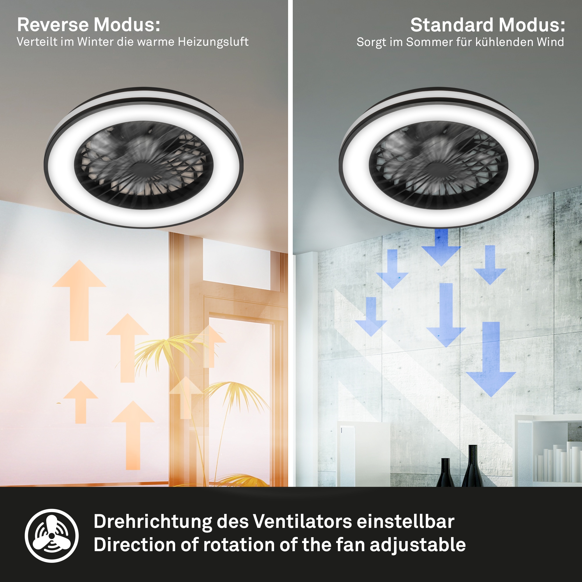 OTTO home Deckenleuchte »CCT Deckenleuchte mit Ventilator Vivienna« LED-Modul Deckenventilator mit Licht, 48,5x14,5 cm, 49Watt, Schlafzimmer