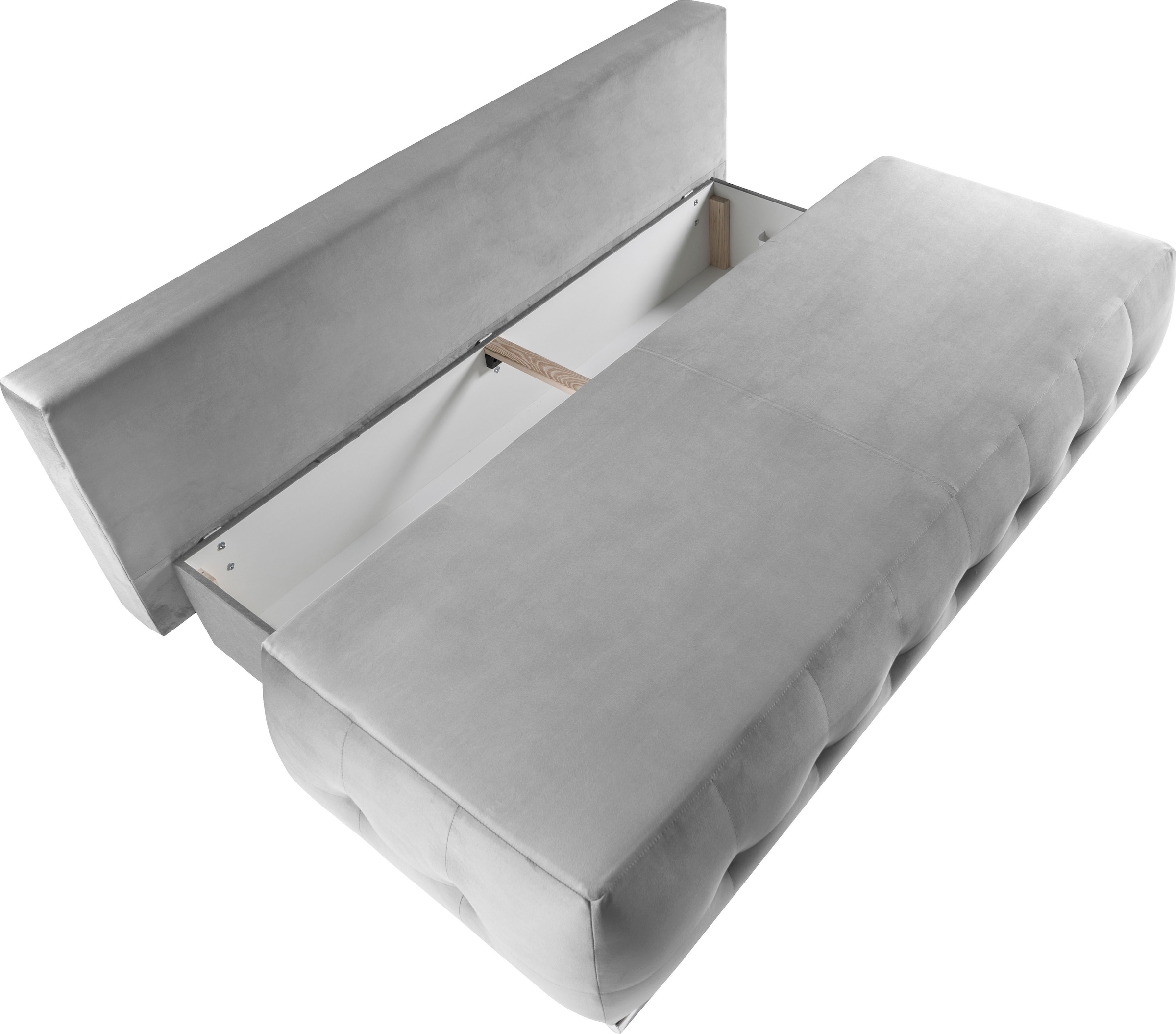 WERK2 Schlafsofa »Monaco Design Bettsofa, pflegeleichter Samtoptik Bezug, Breite 205cm« 2-Sitzer Schlafcouch mit Bettkasten & funkelnden Ziersteinchen